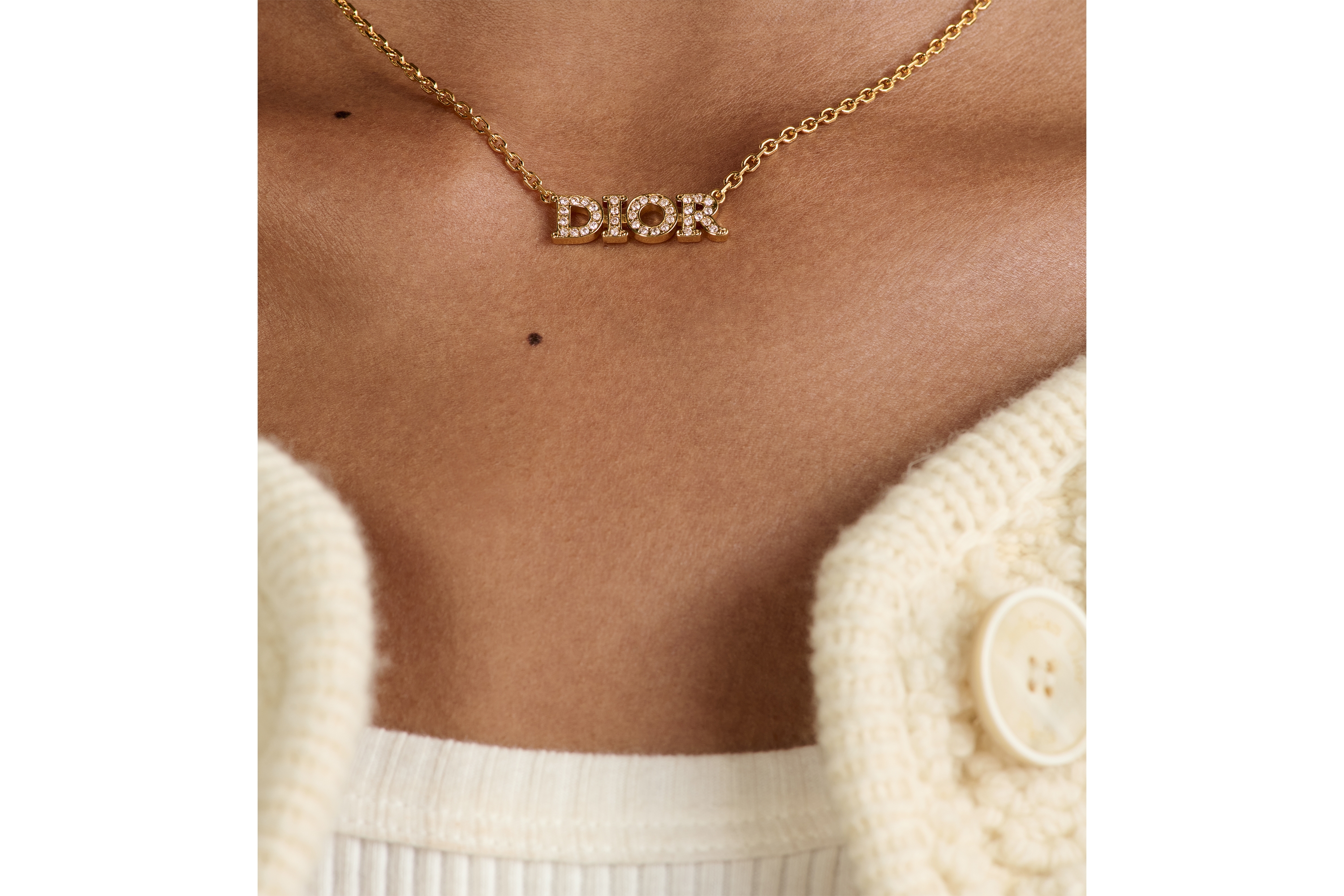 Dio(r)evolution 목걸이 골드 피니시 메탈 & 실버 톤 크리스탈 E12