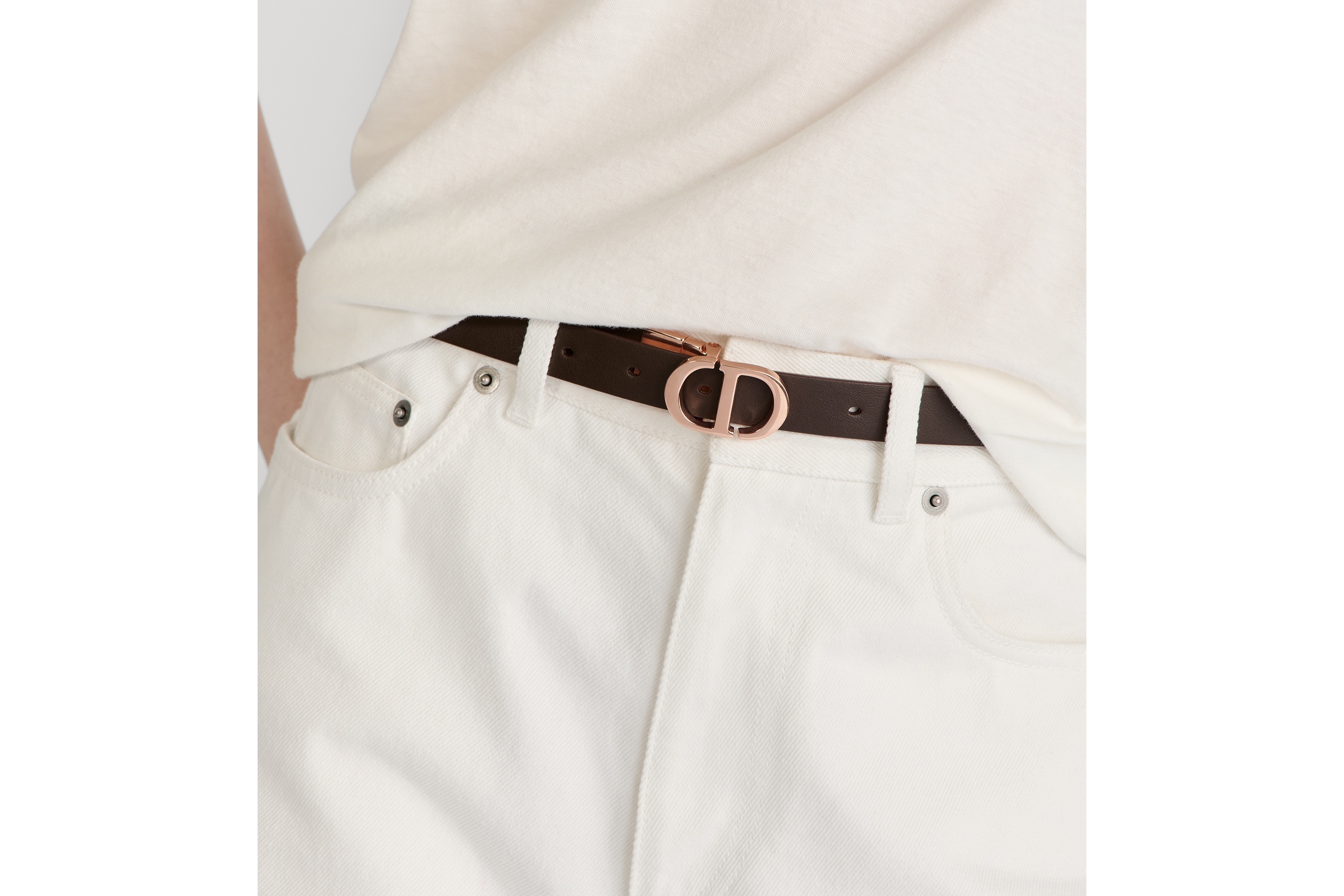 look_image_alt_prefix Tweezijdige 30 Montaigne-riem Soepel chocoladebruin en vaalroze kalfsleer, 20 mm E13