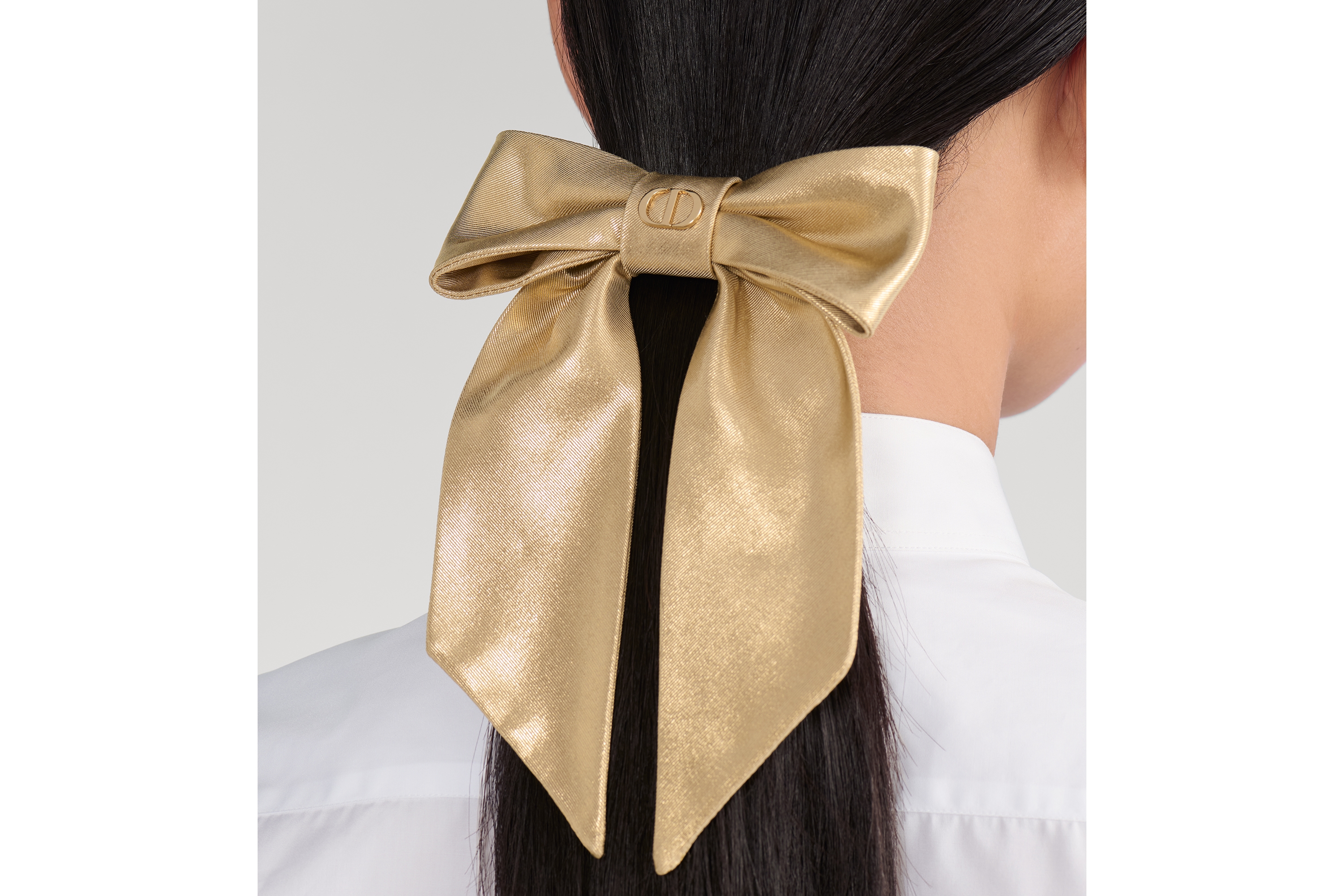 極美品✨Dior ディオール Dior Twist リボンバレッタ ゴールド DIOR | Dior Twist リボンバレッタ テクニカル ファブリック