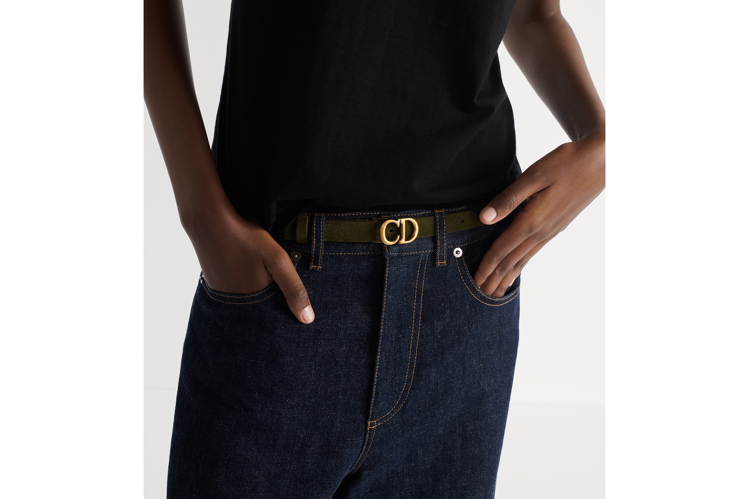 Look Saddle Belt Deep Green Suede Calfskin, 20 MM E13