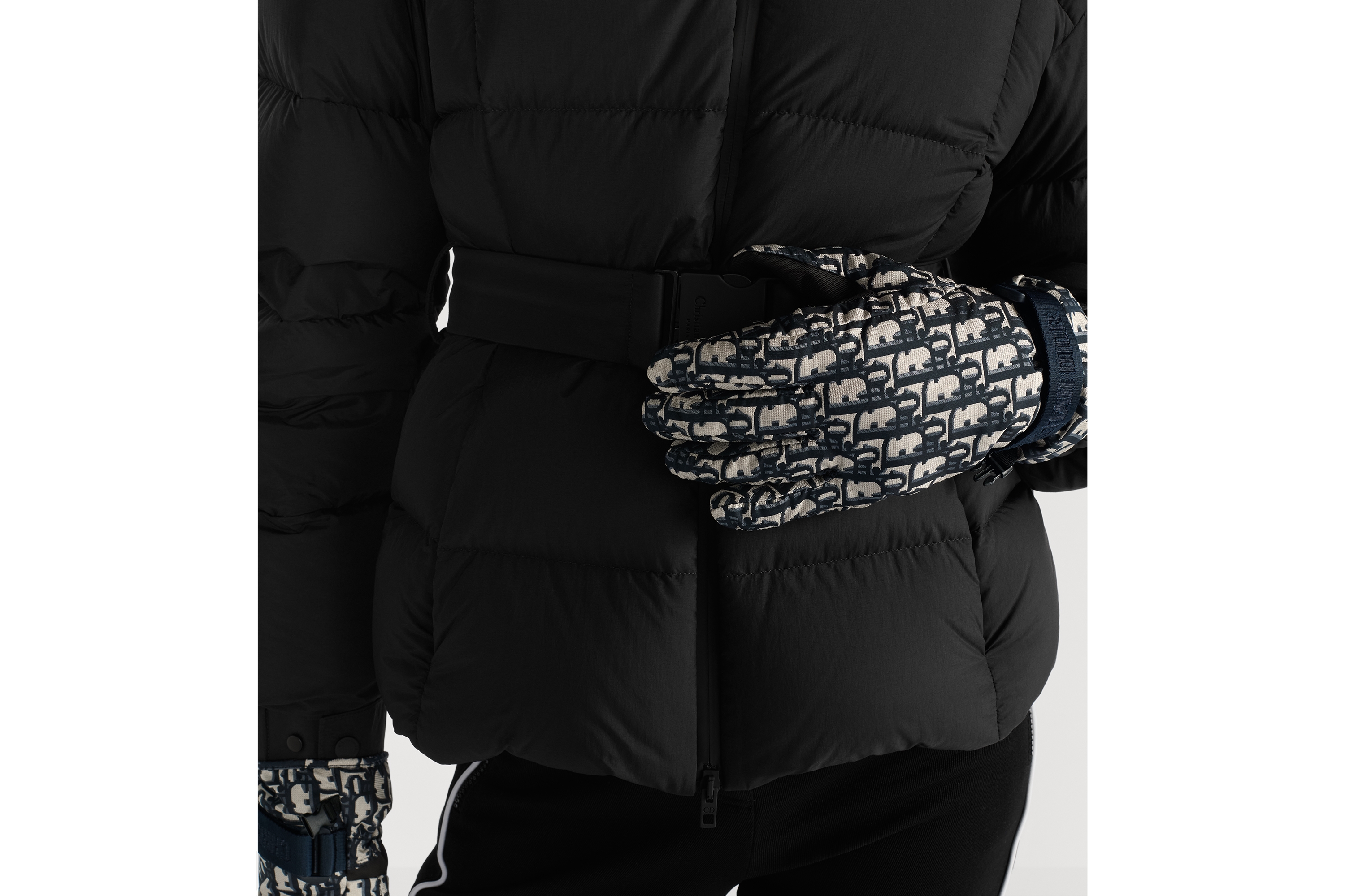 Look DiorAlps Dior Oblique Ski Gloves Beige and Navy Blue Technical Fabric E13