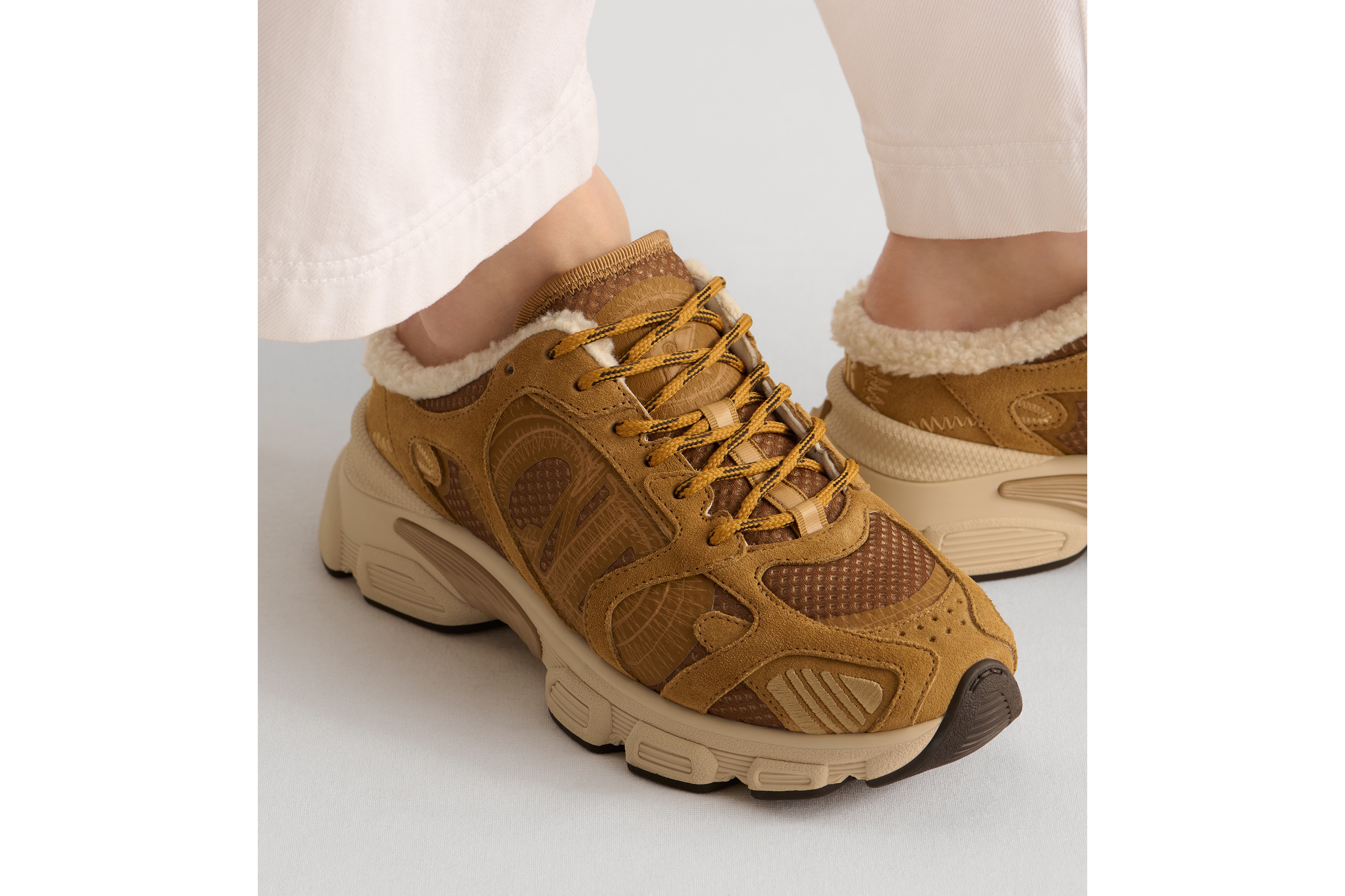 Look DiorAlps Dior Chrono Sneaker Camel Mesh and Suede Calfskin E14