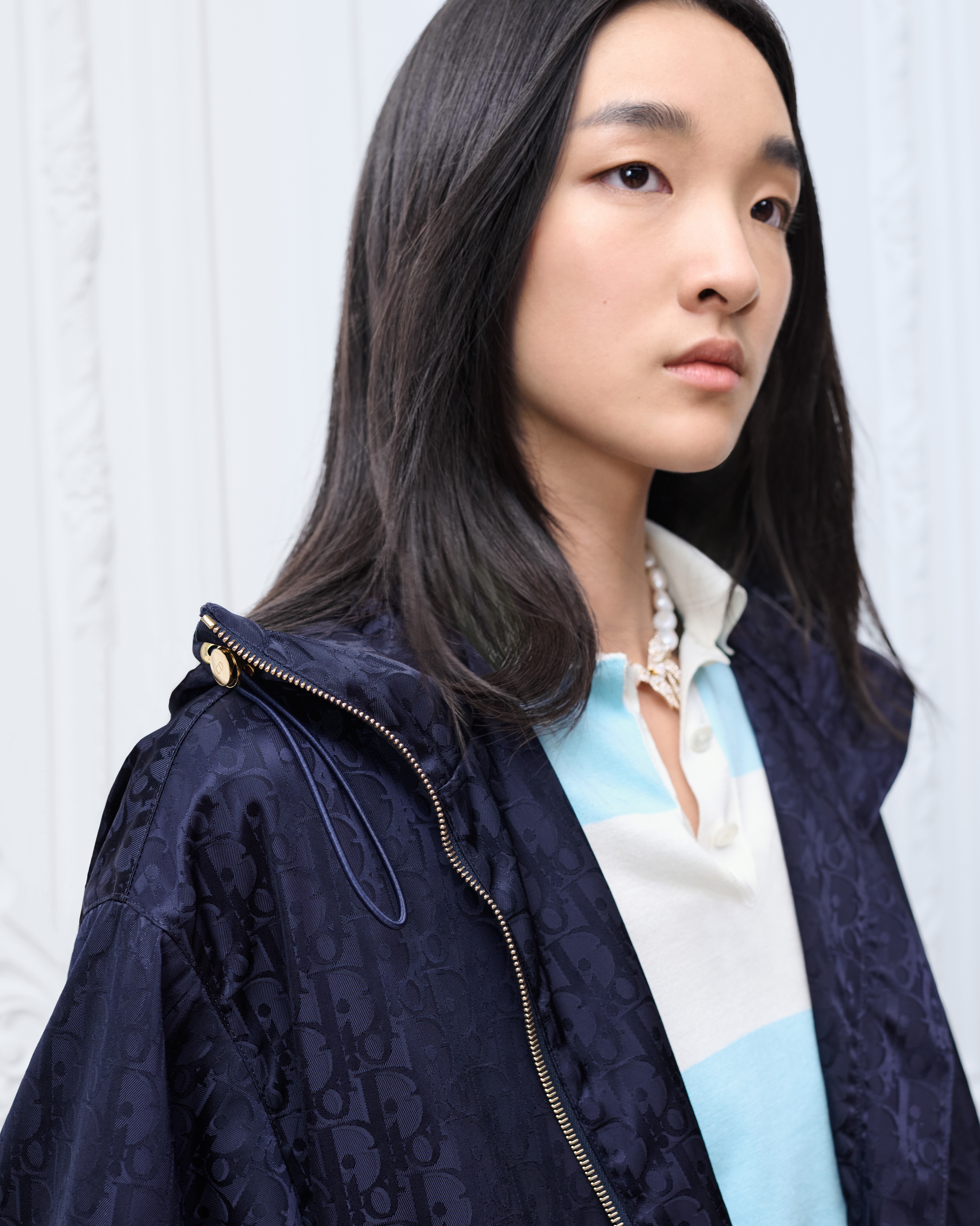 拉鍊外套 海軍藍 Dior Oblique 科技塔夫塔綢 E05