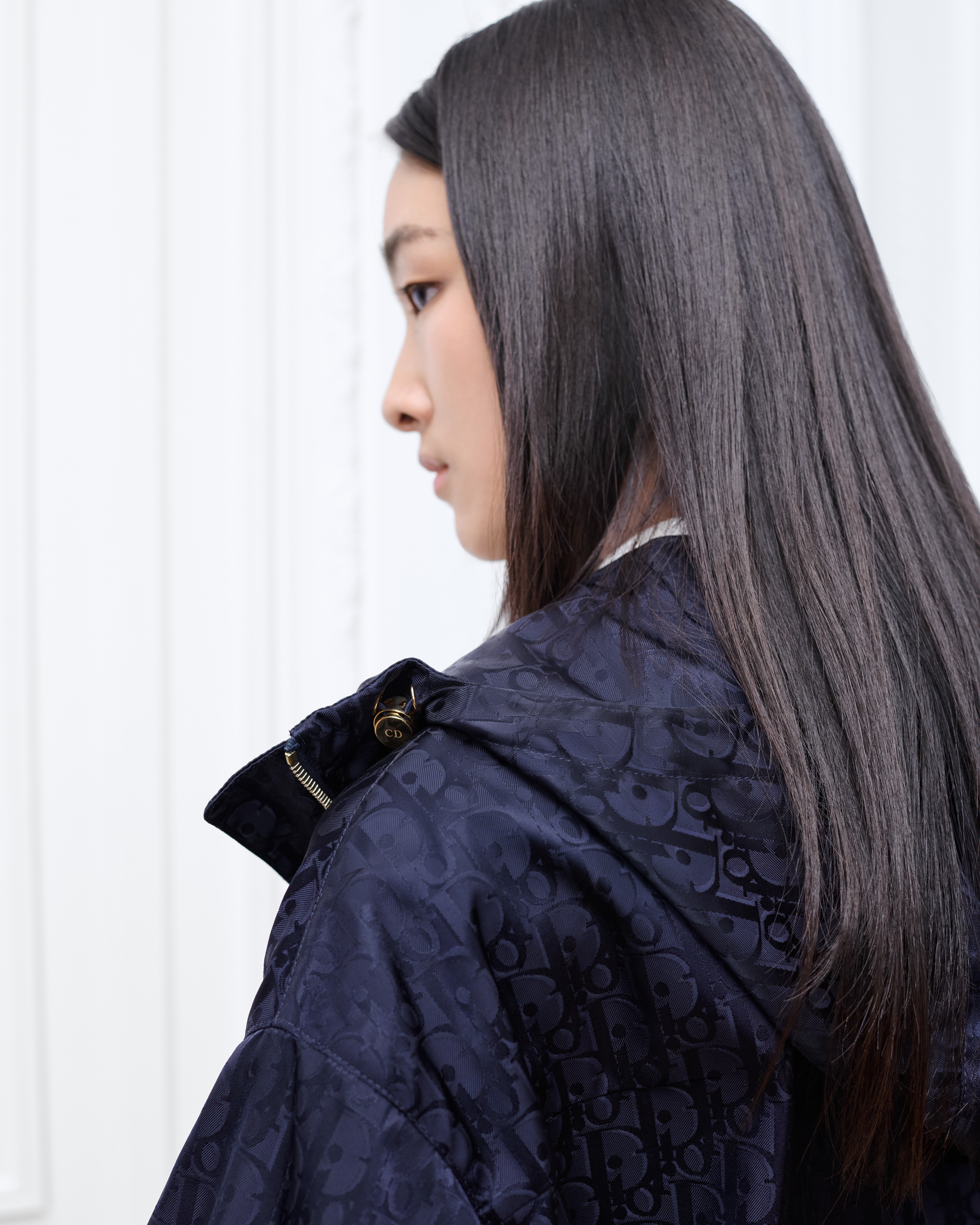 拉鍊外套 海軍藍 Dior Oblique 科技塔夫塔綢 E06