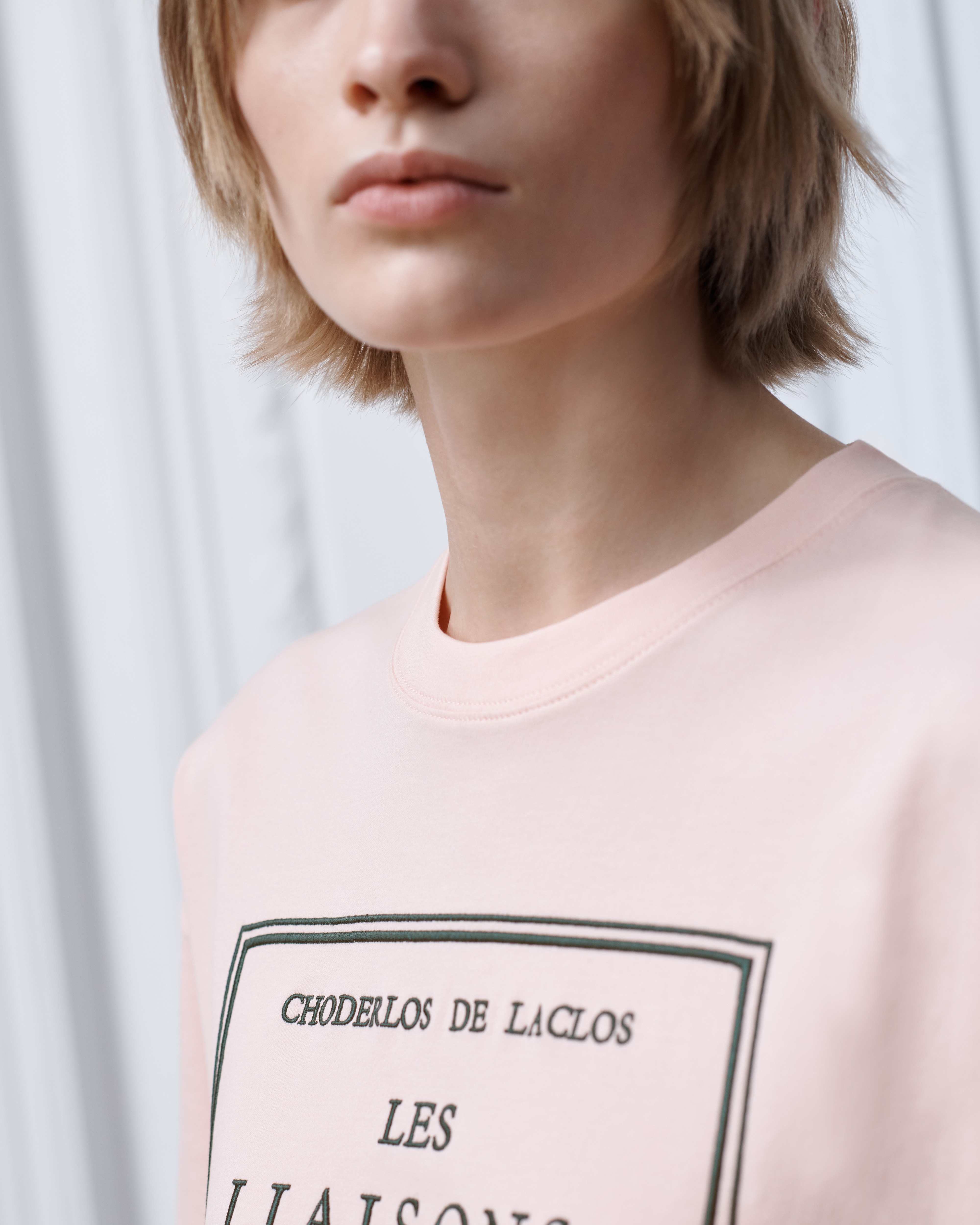 Book Cover Oversized Cropped T-Shirt Pink and Gray Cotton Jersey E12