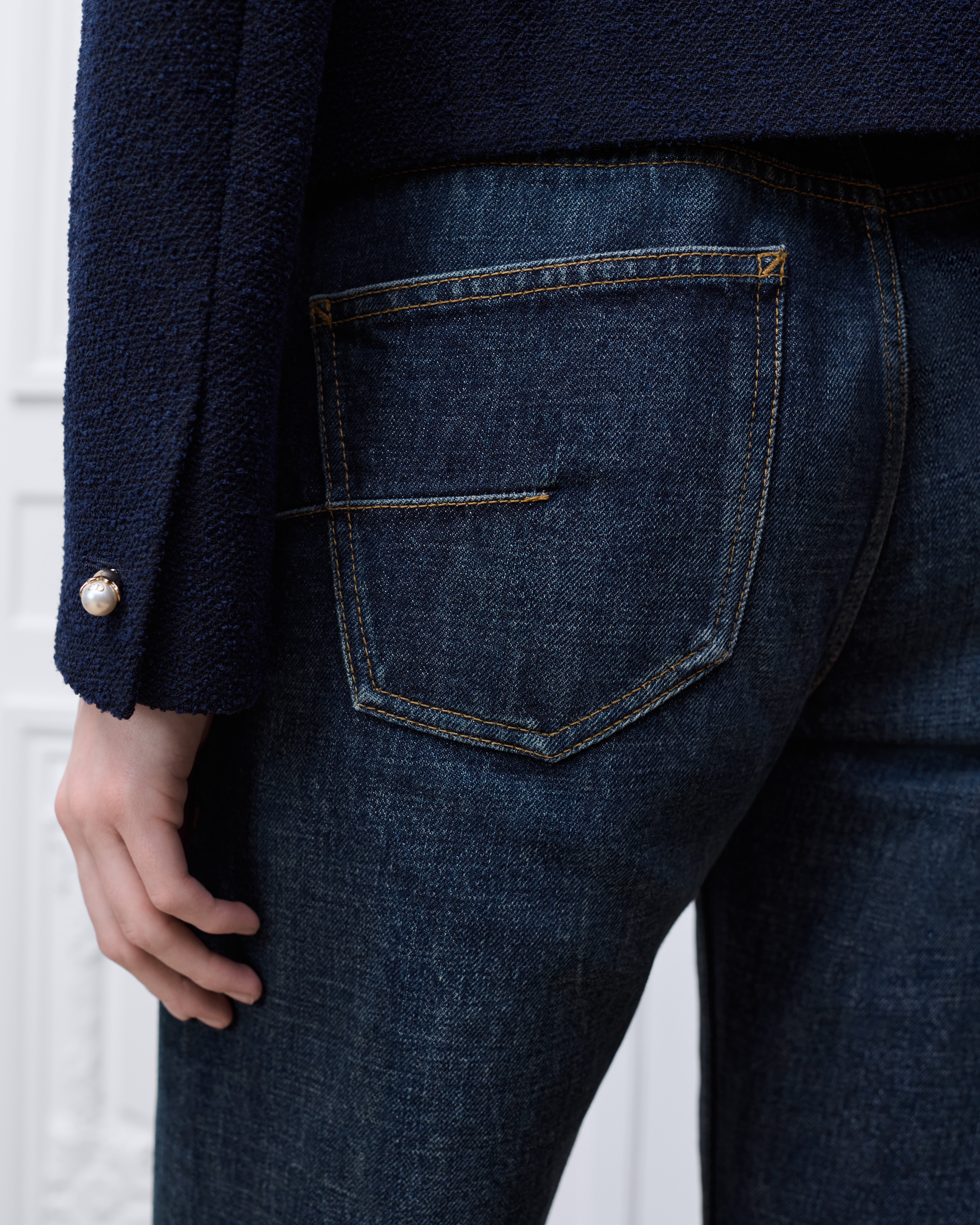 Flared Jeans Deep Blue Cotton Denim E13