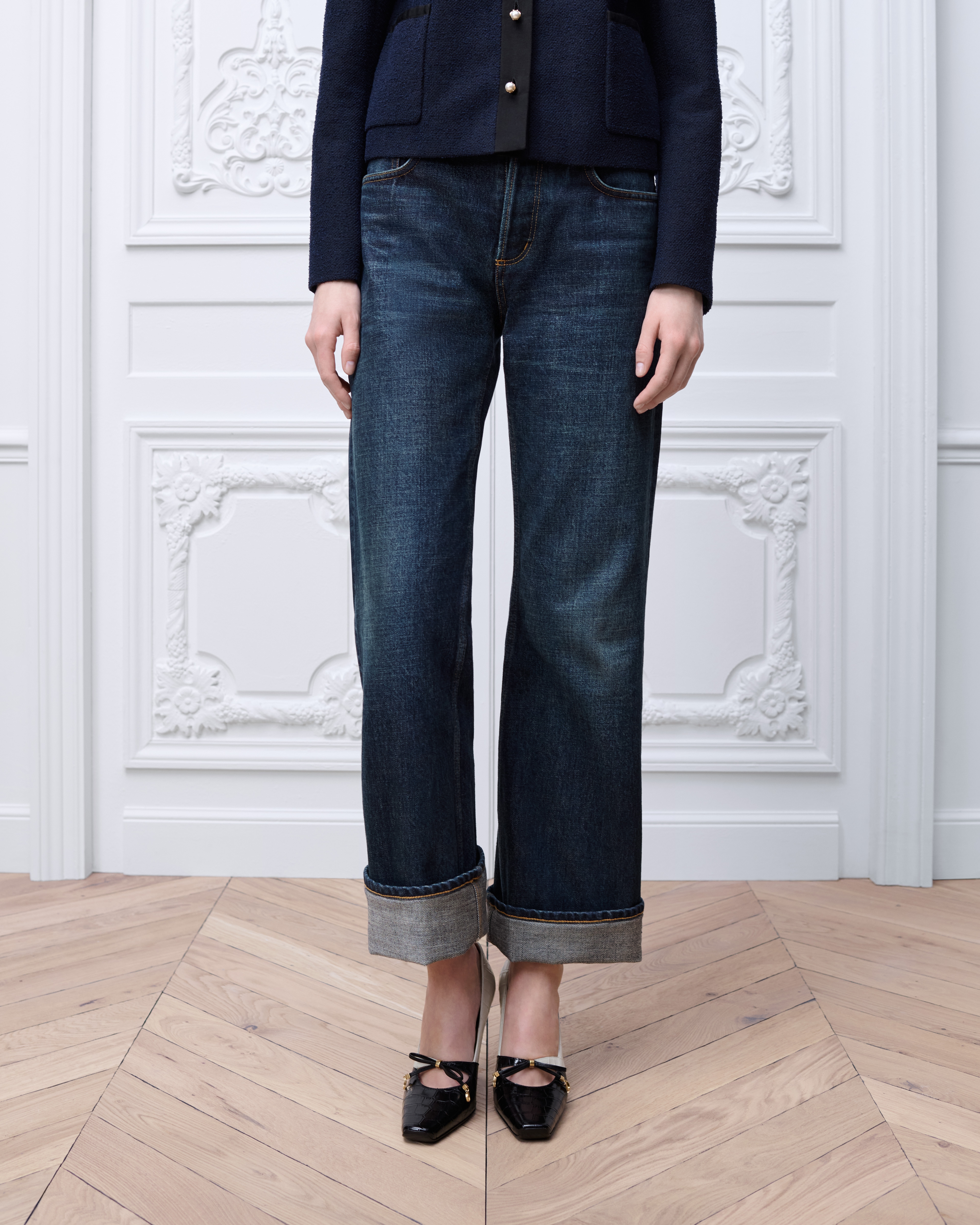 Flared Jeans Deep Blue Cotton Denim E14