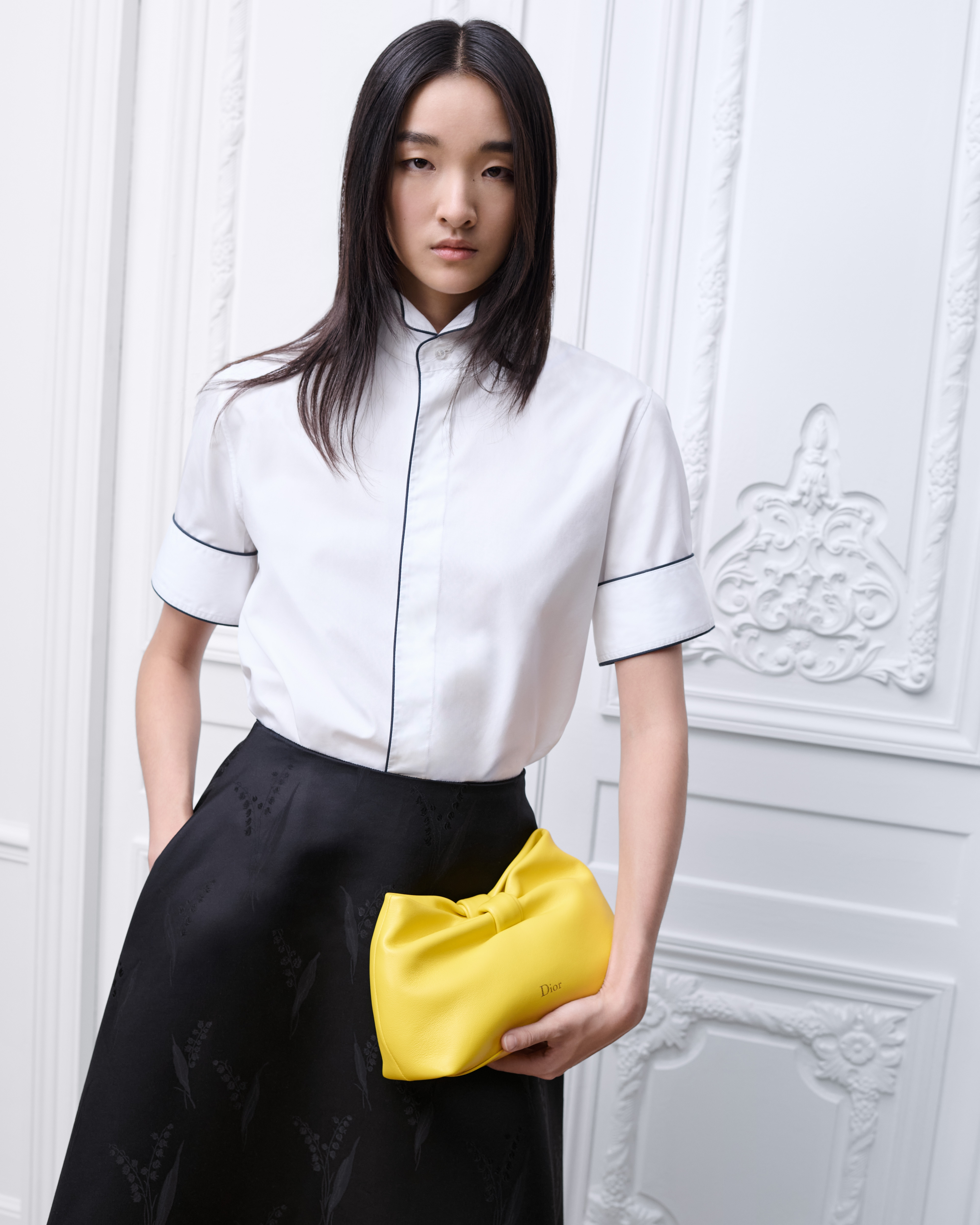 Short-Sleeved Blouse White Cotton Poplin E04