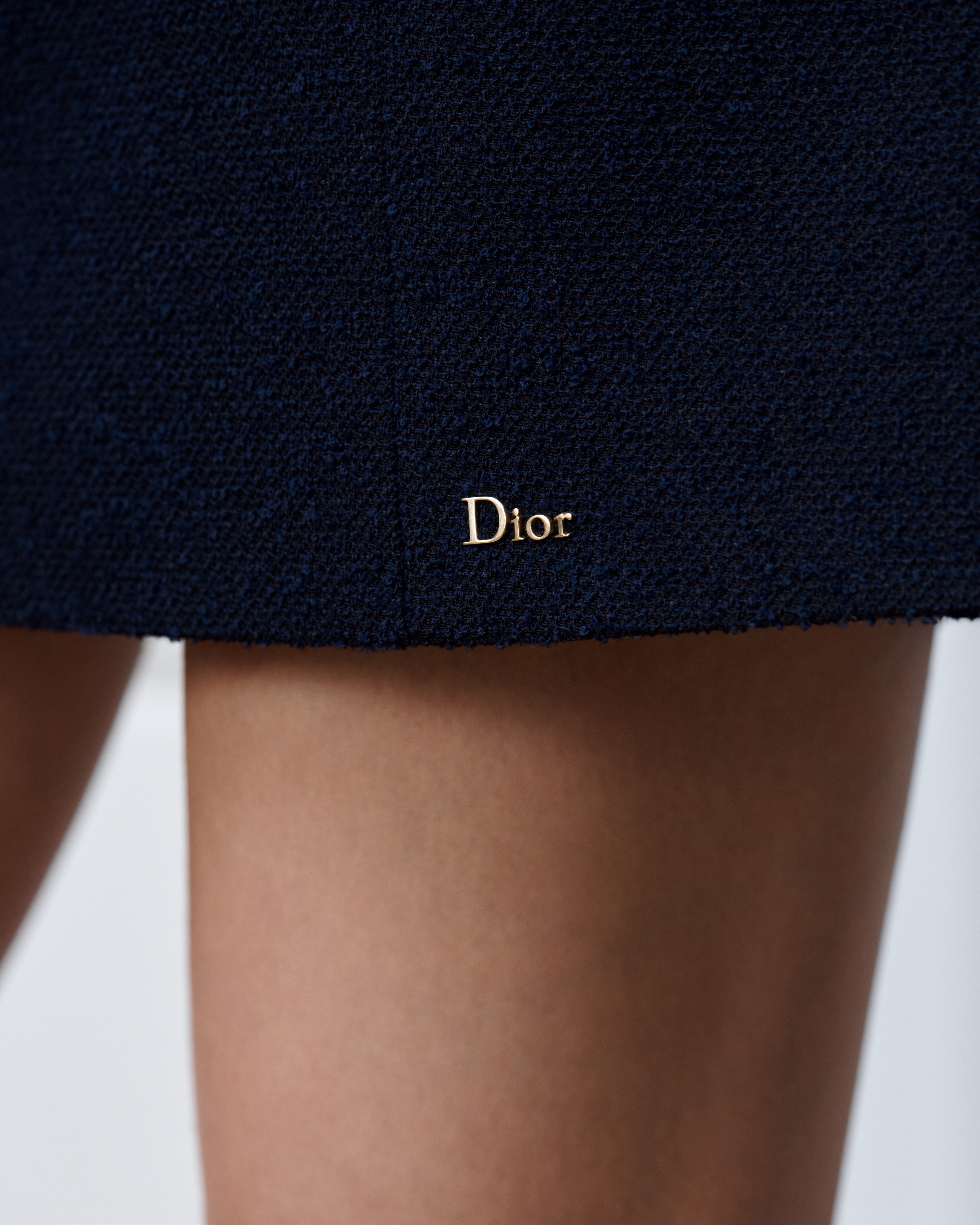 Look Flared Miniskirt Navy Blue Virgin Wool-Cotton-Blend Bouclé E17