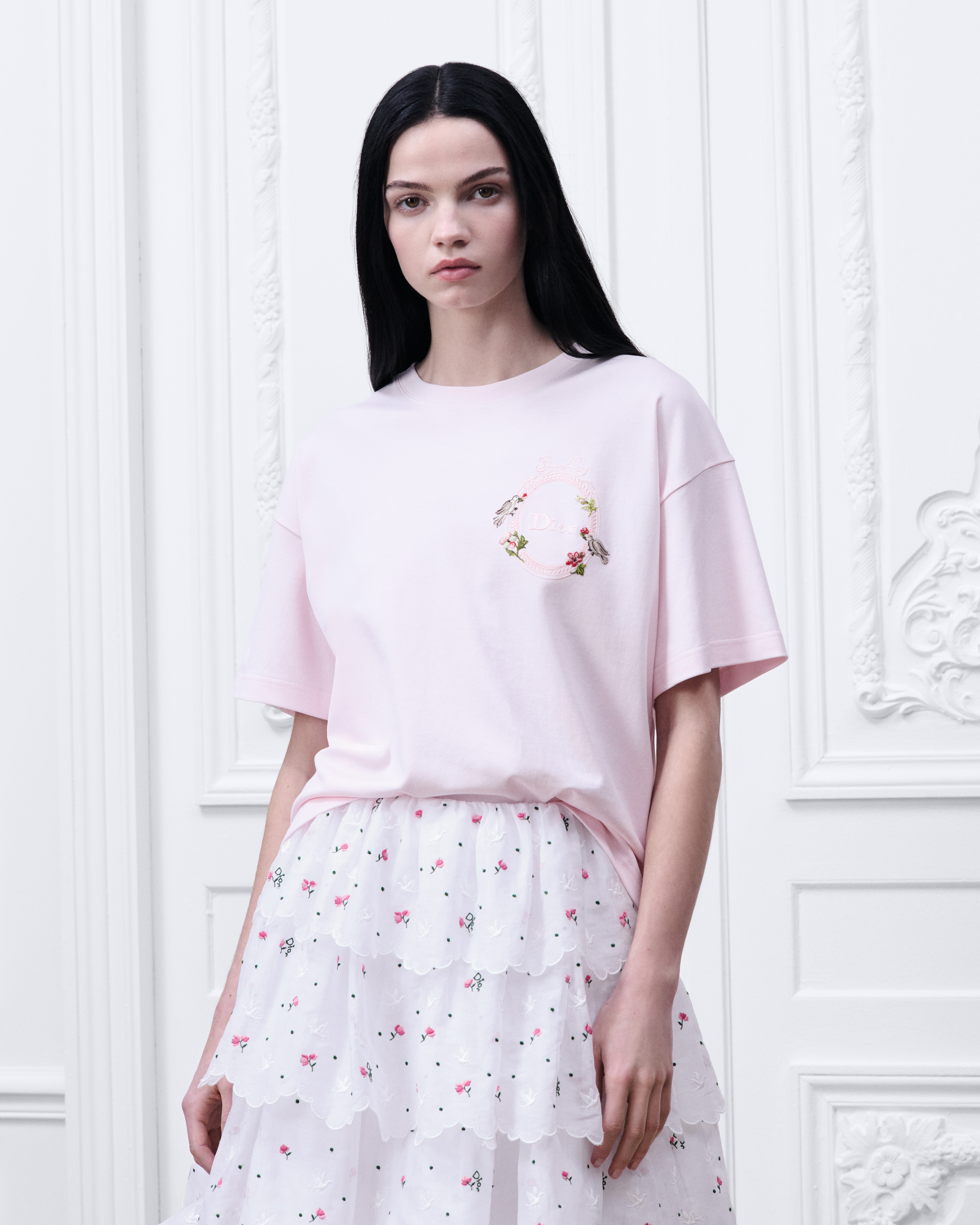 Dioramour Oversized Cropped T-Shirt Pink Cotton Jersey E04