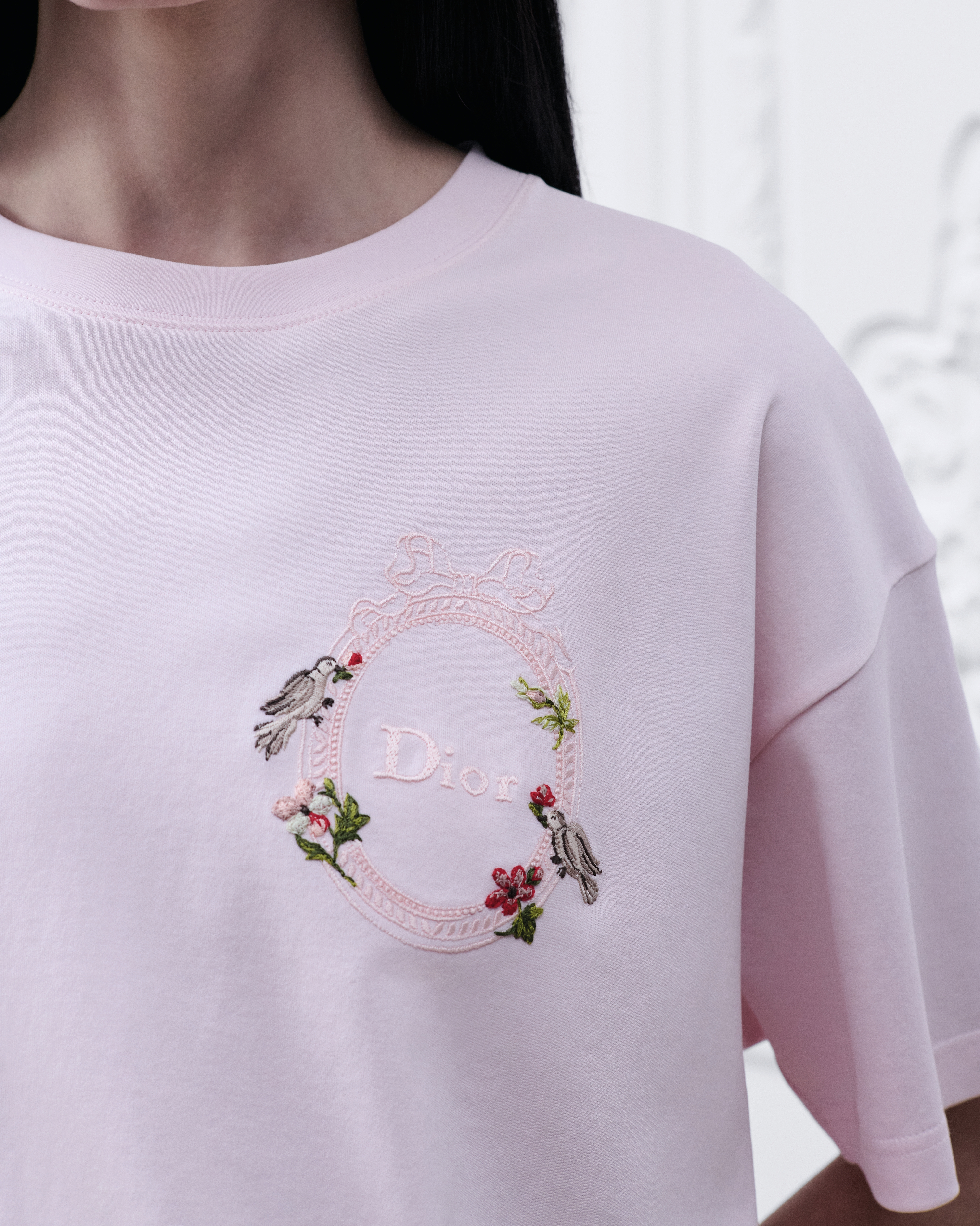 Dioramour Oversized Cropped T-Shirt Pink Cotton Jersey E12