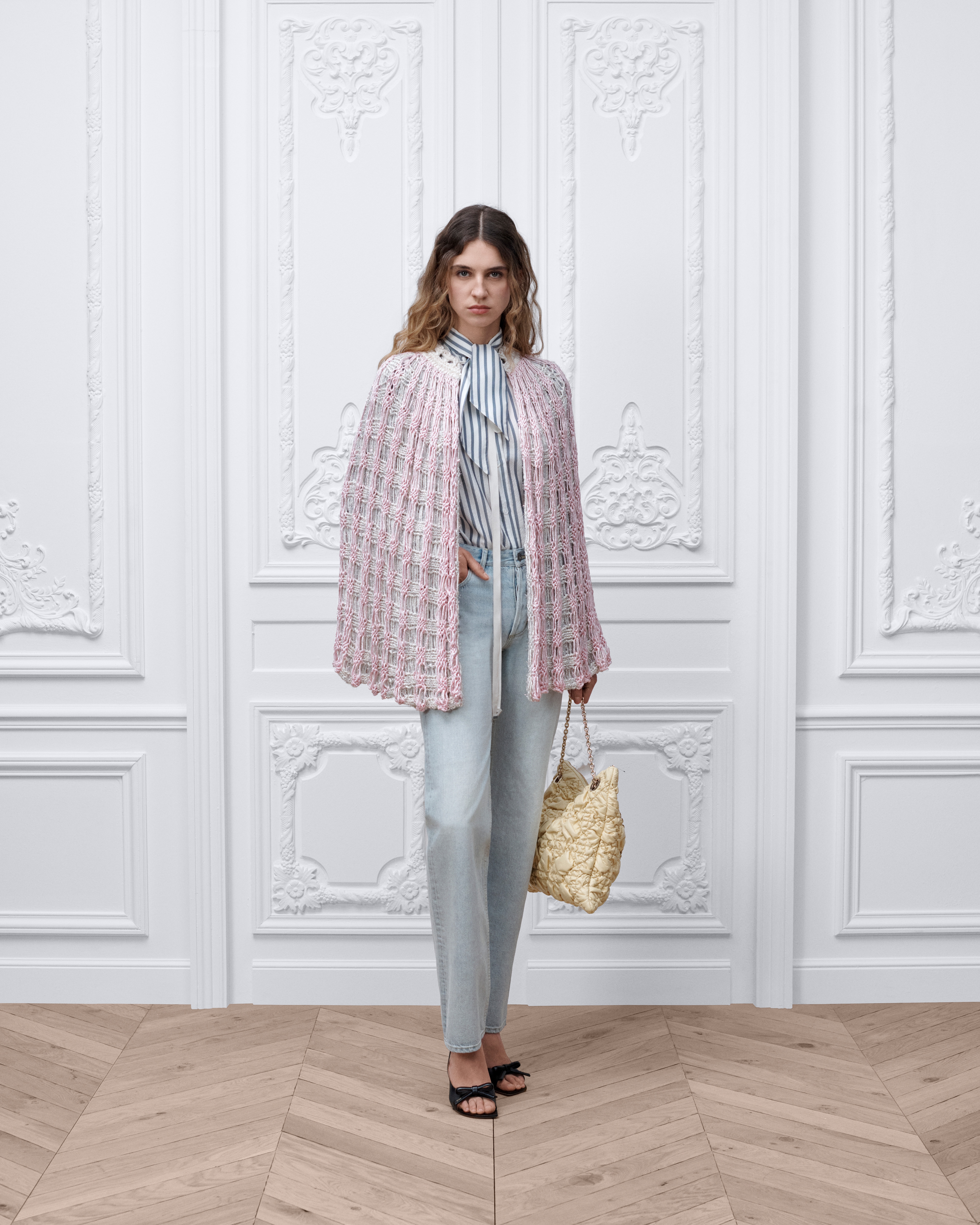 DIOR | ケープ オープンワーク メタリック シルクニット