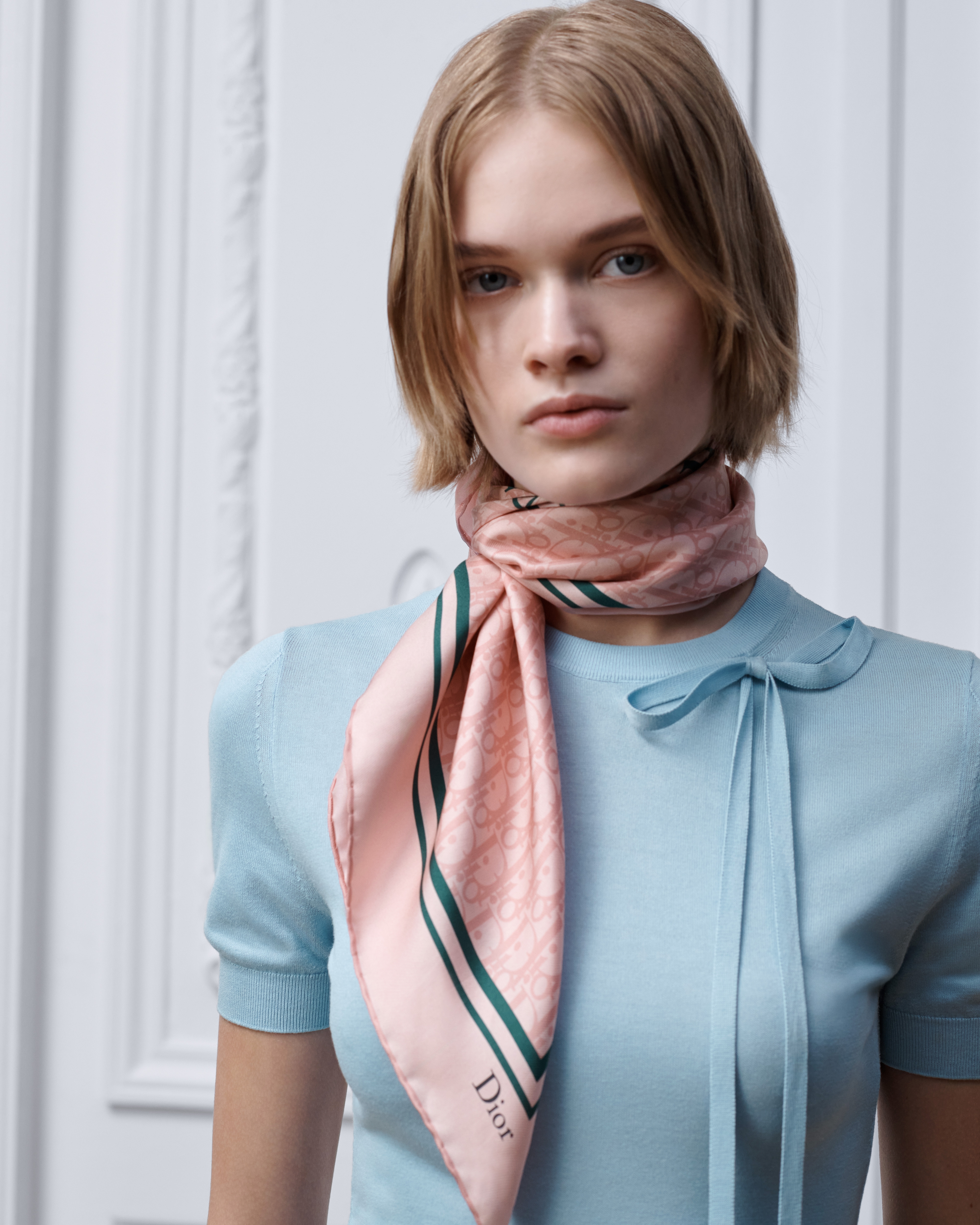 Book Cover 70 Square Scarf Pink and Green Silk Twill E12