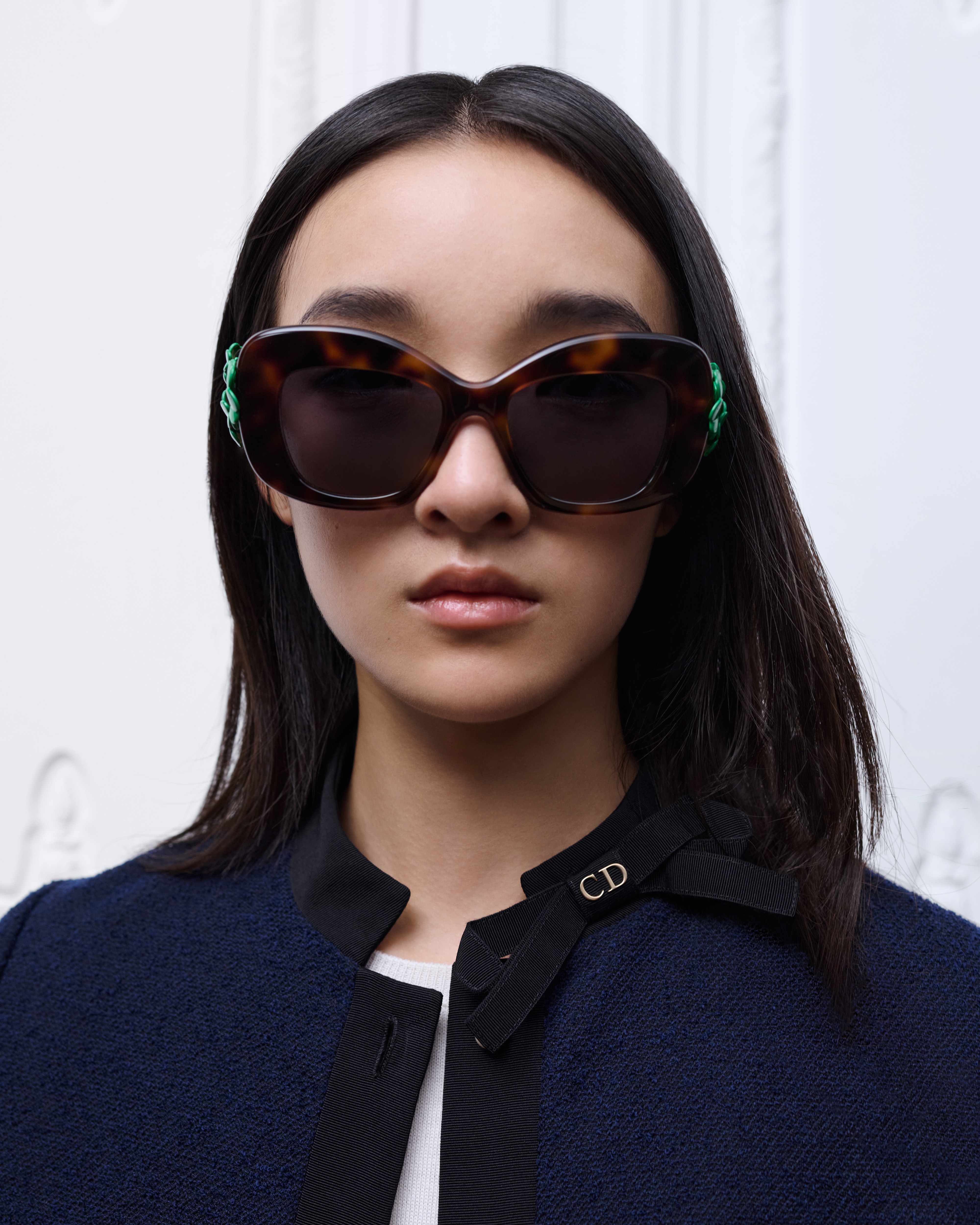 Dior Clover S3I Lunettes de soleil carrées effet écaille brun E07