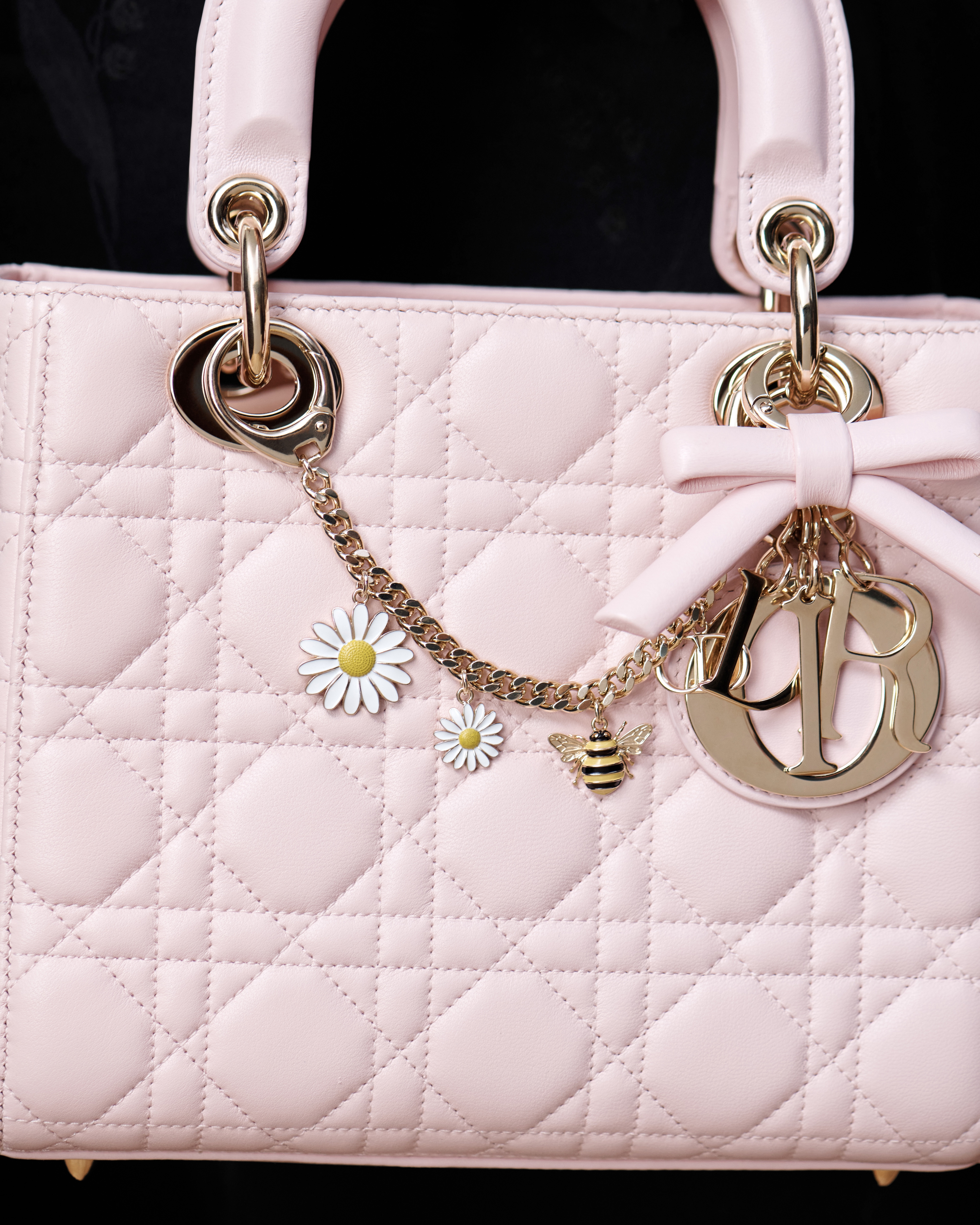 Look Dior Daisy Bag Charm Gold-Finish Metal and Multicolor Lacquer E17