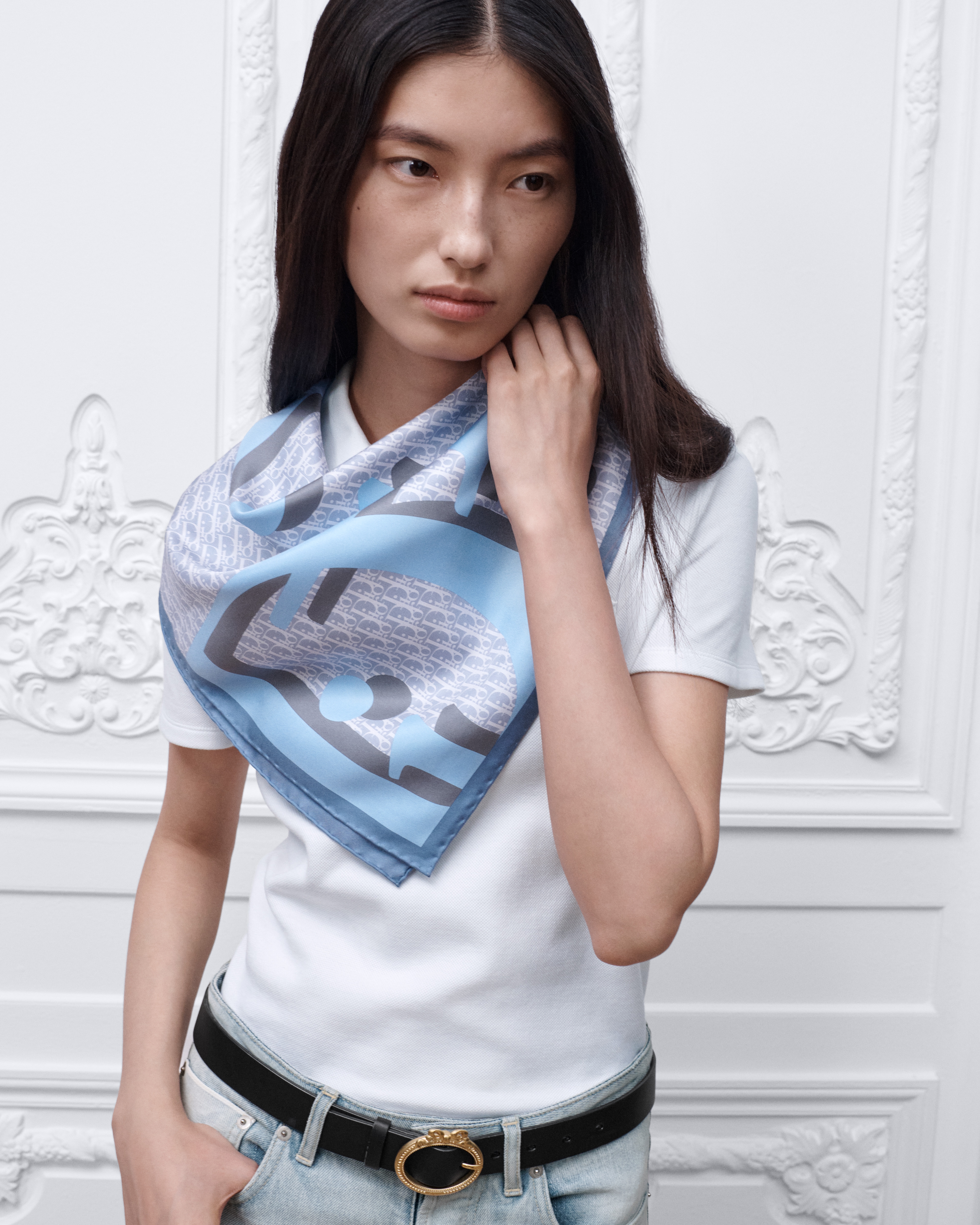 Dior Infini 70 Square Scarf Blue Silk Twill | DIOR