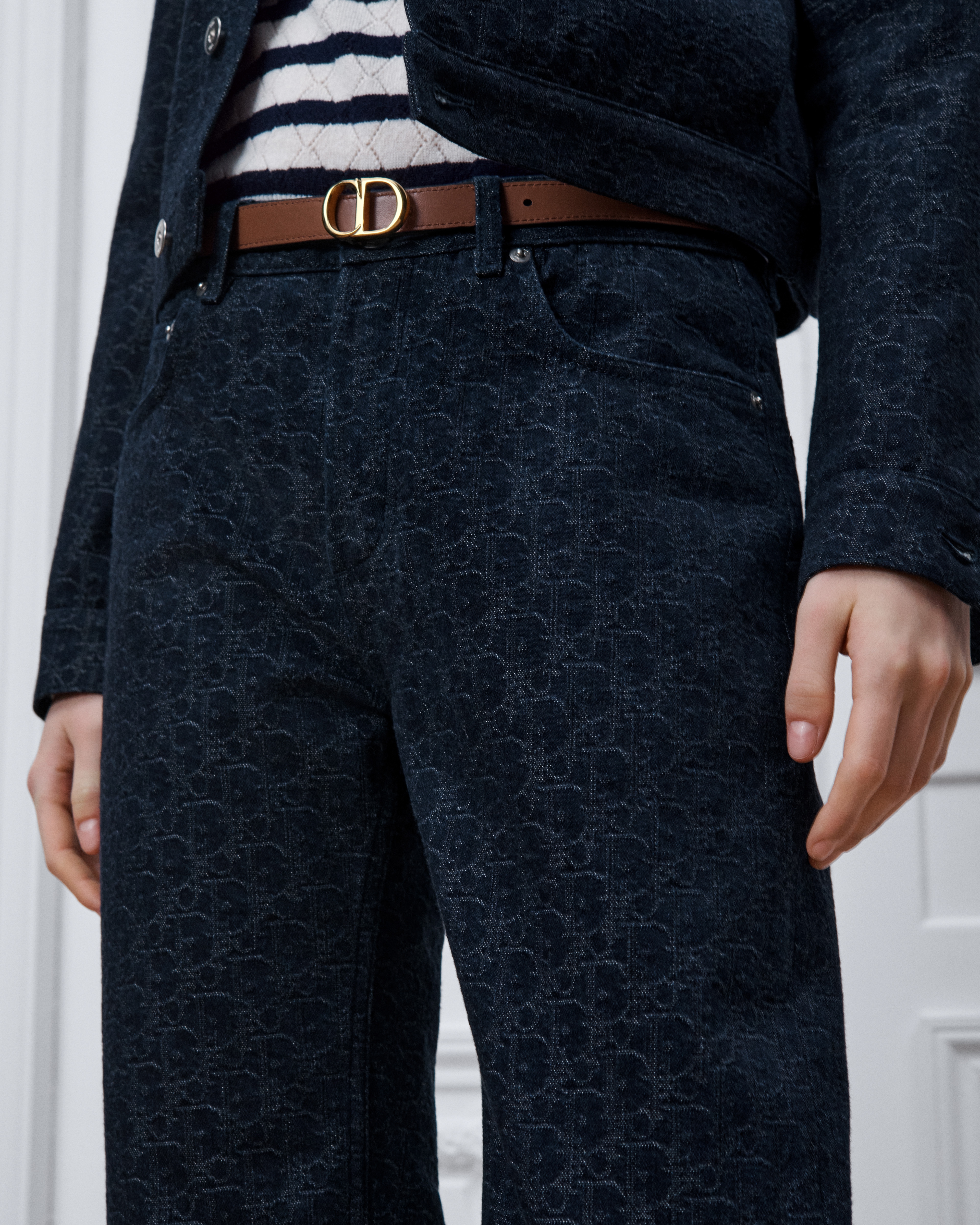標準剪裁牛仔褲 海軍藍 Dior Oblique 棉質牛仔布 E10