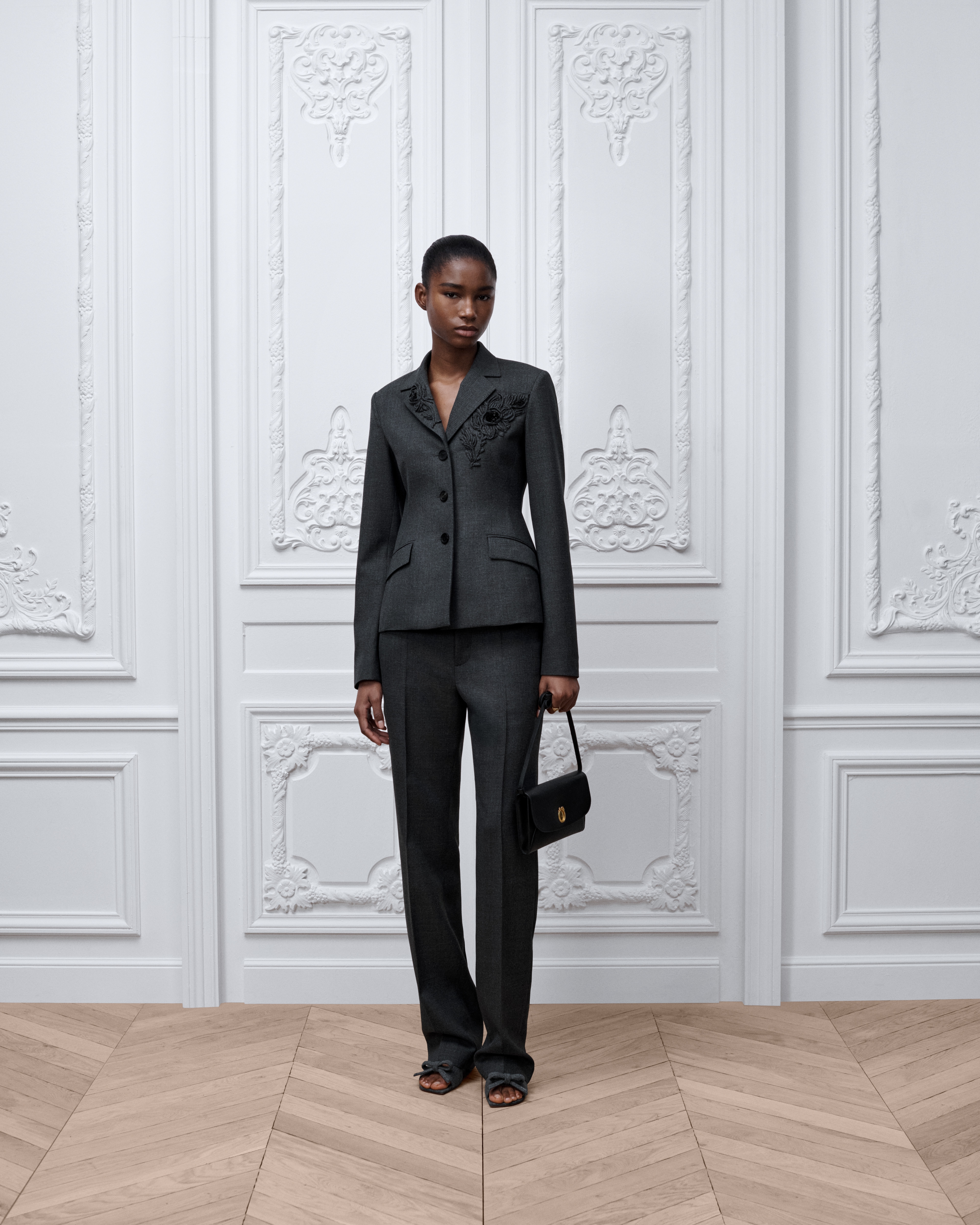 Embroidered Bar Jacket Gray Prince of Wales Virgin Wool | DIOR
