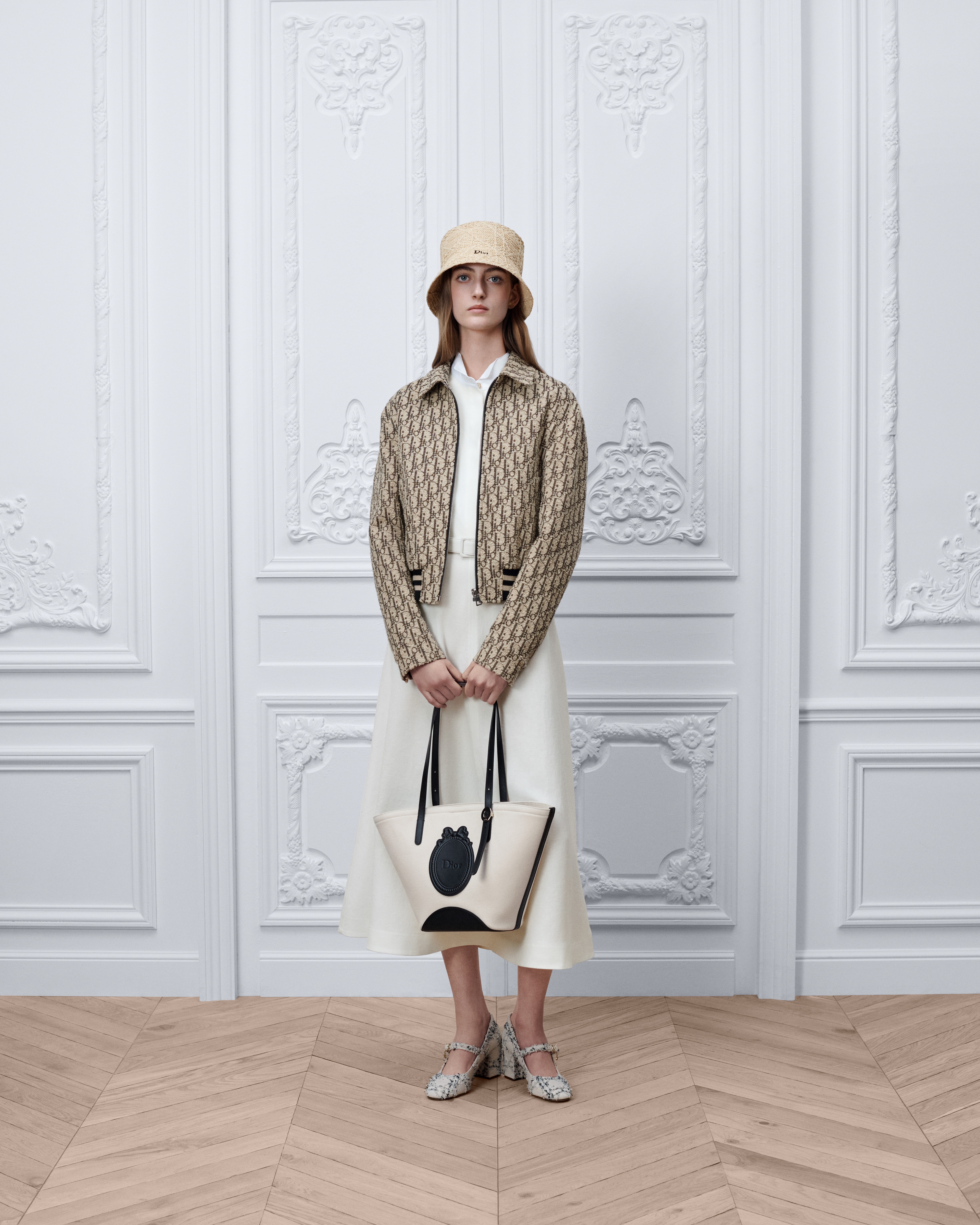 Dioriviera Cannage Teddy-D Small Brim Bucket Hat Natural Raffia