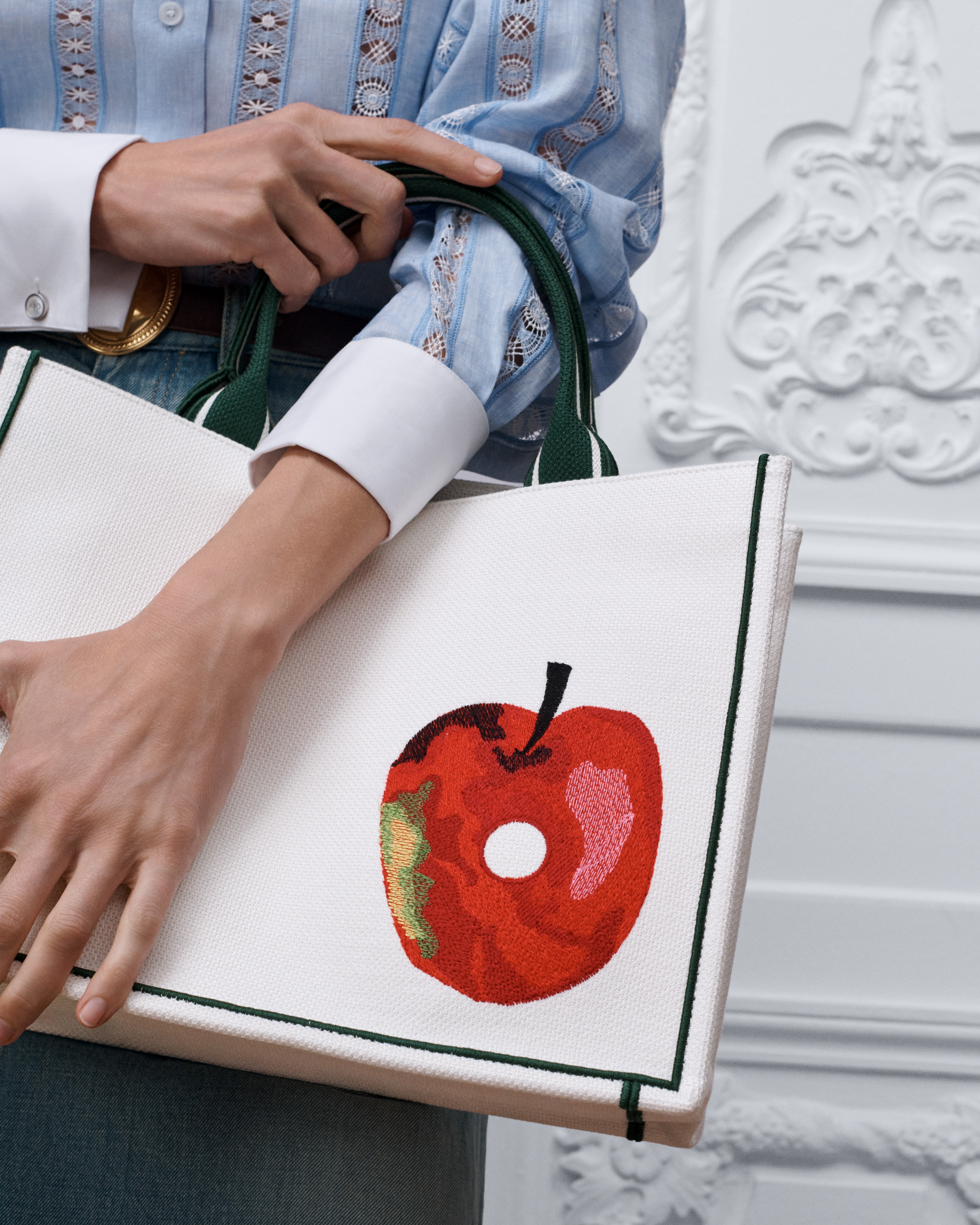 Mittelgroße Dior Book Tote mit Riemen Book Cover-Stickerei in mehreren Farben (36 x 27,5 x 16,5 cm) E10