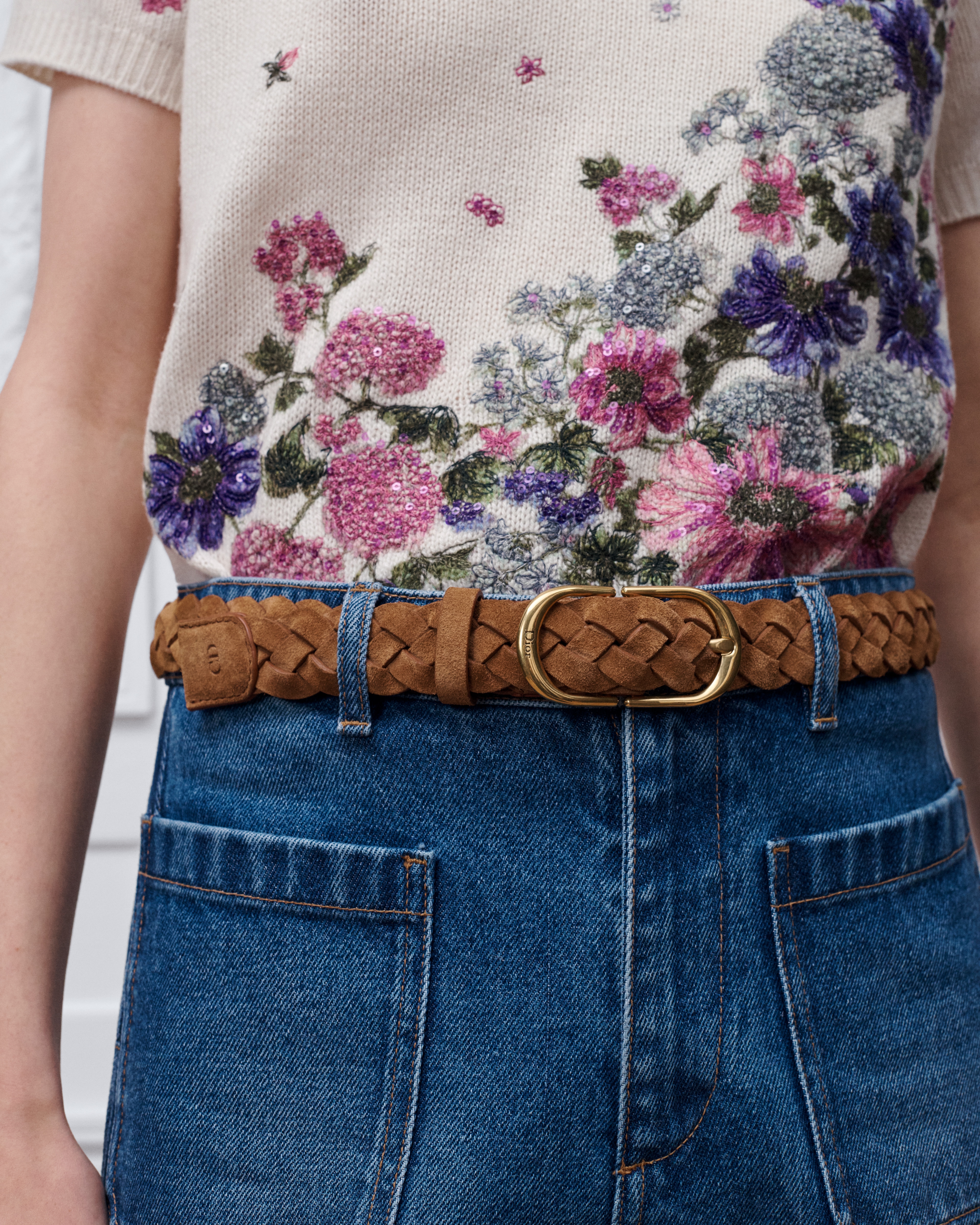 CD Classy Belt Marron Bobby Braided Suede Calfskin, 30 MM E13