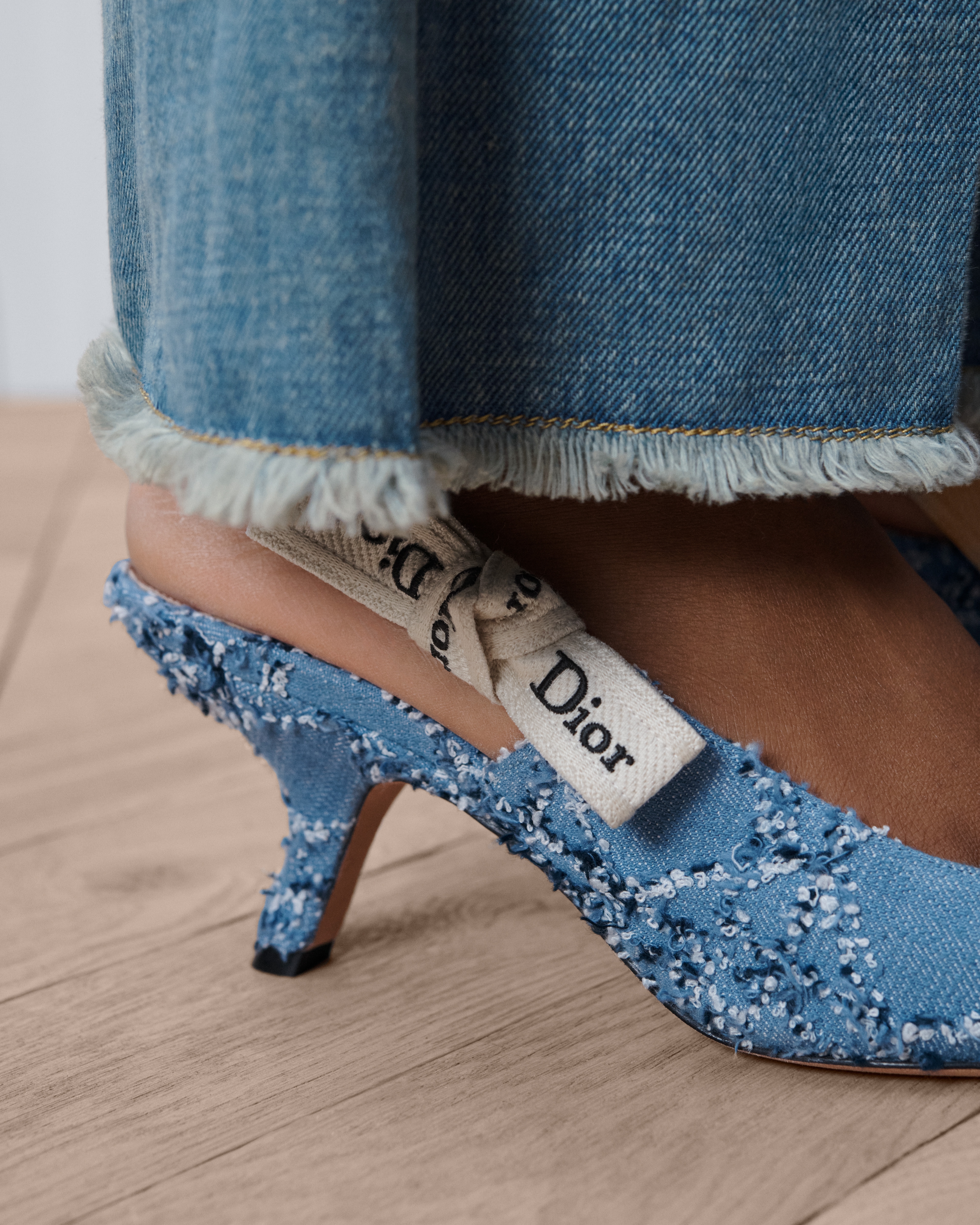 J'Adior Slingback Pump Blue and White Cannage Cotton Bouclé | DIOR US