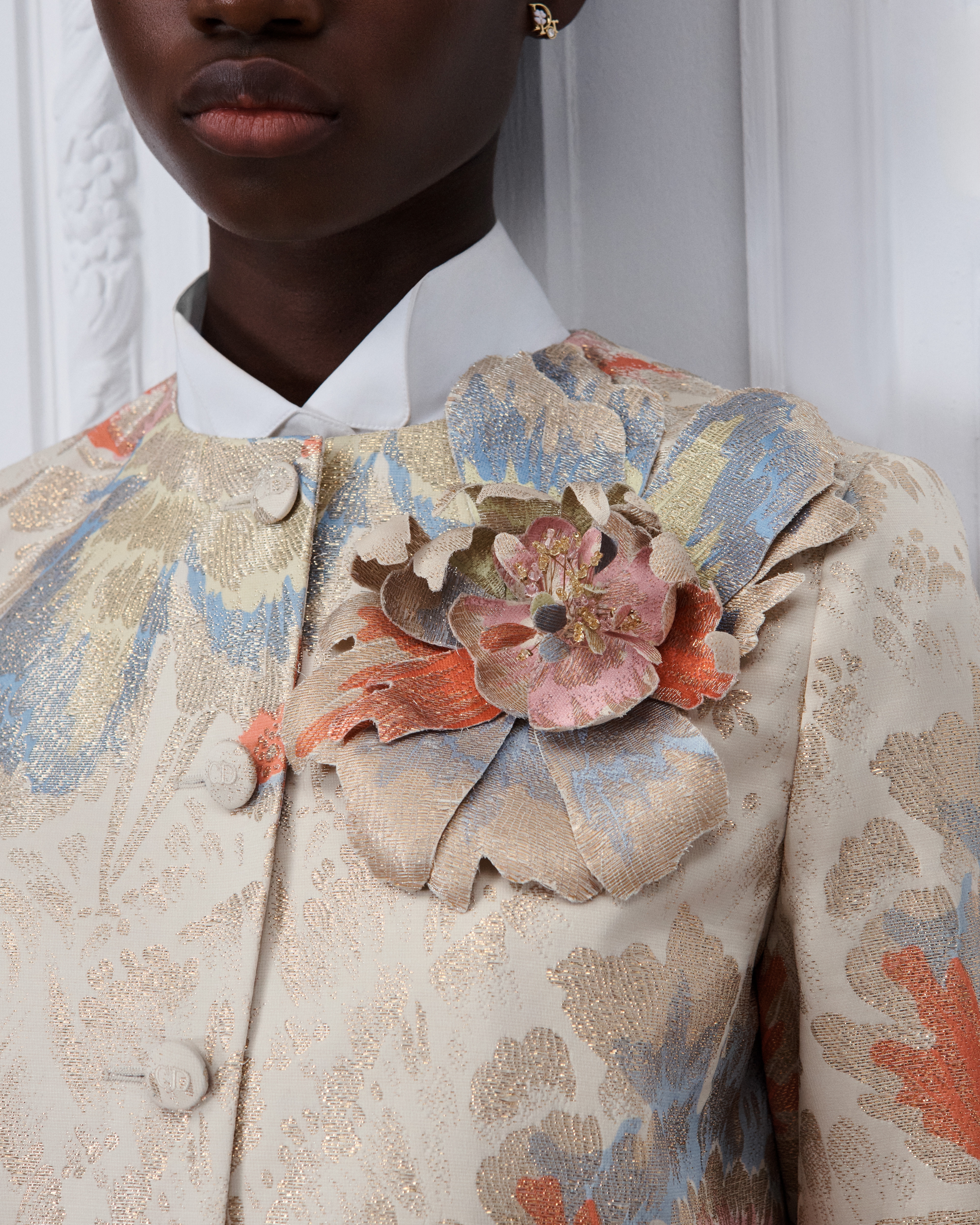 Veste Jacquard de laine vierge et soie mélangés à motif Dior Byzance Garden multicolore E12
