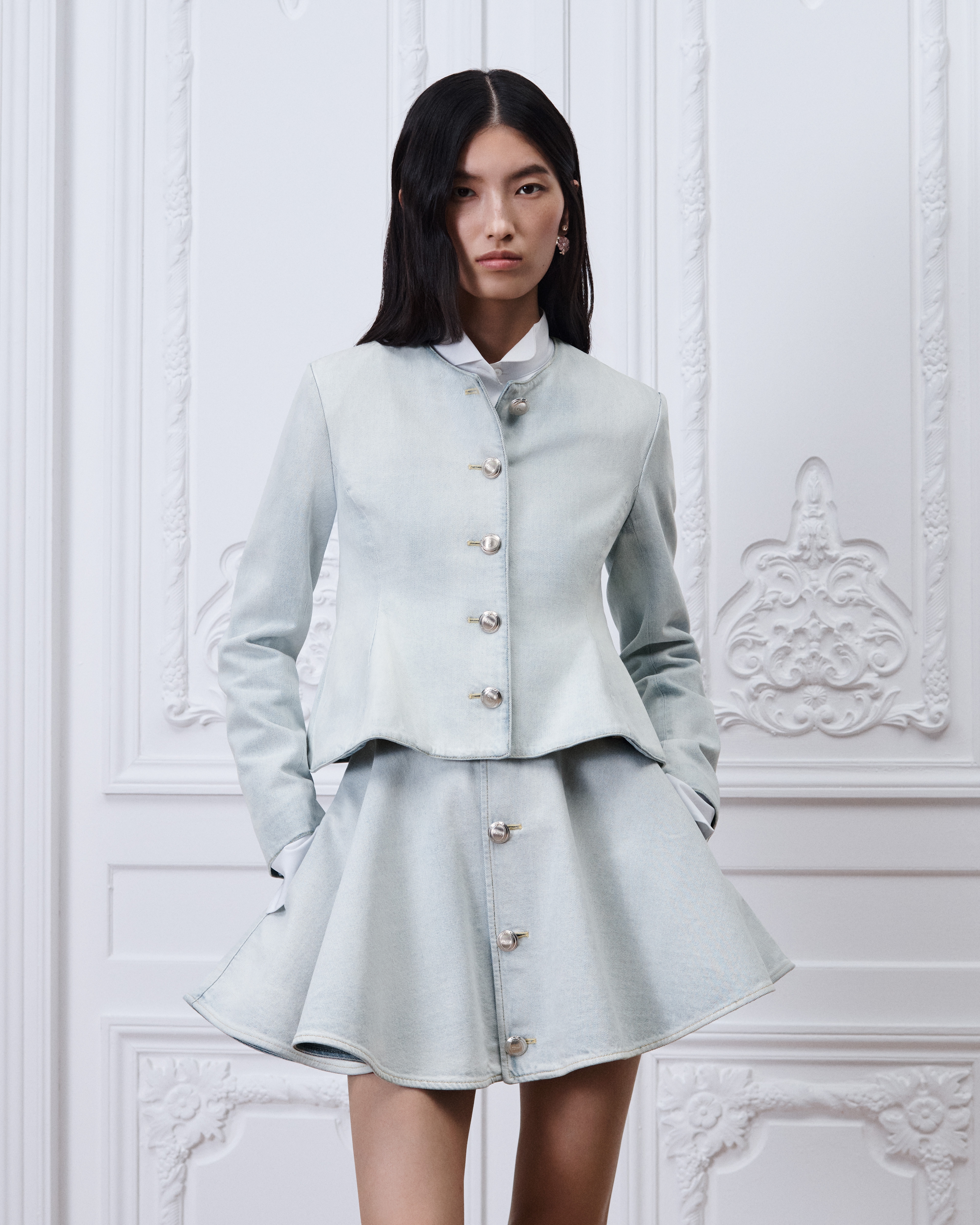 Peplum Jacket Light Blue Stonewashed Cotton Denim E04