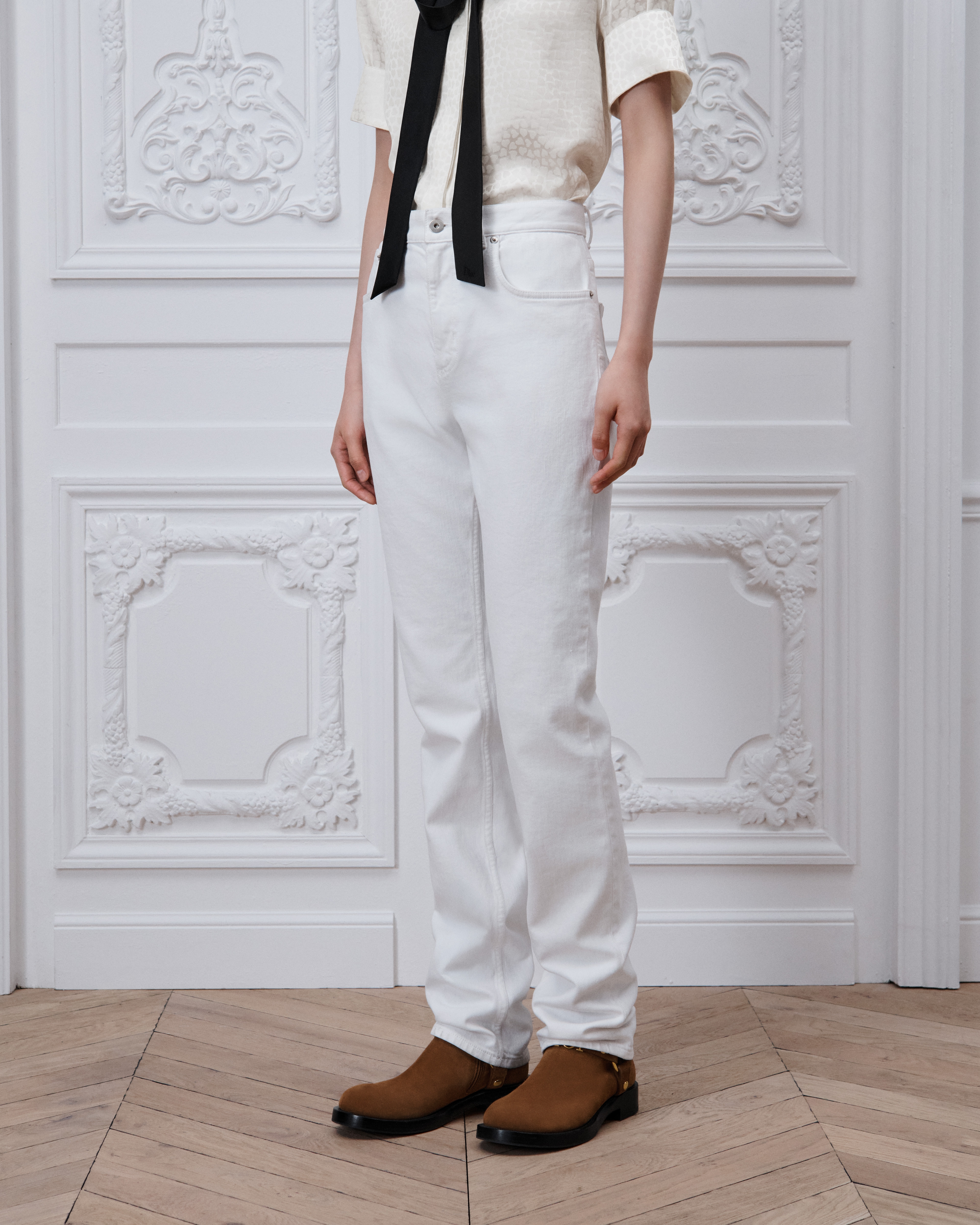 Skinny Jeans White Cotton-Blend Denim E14