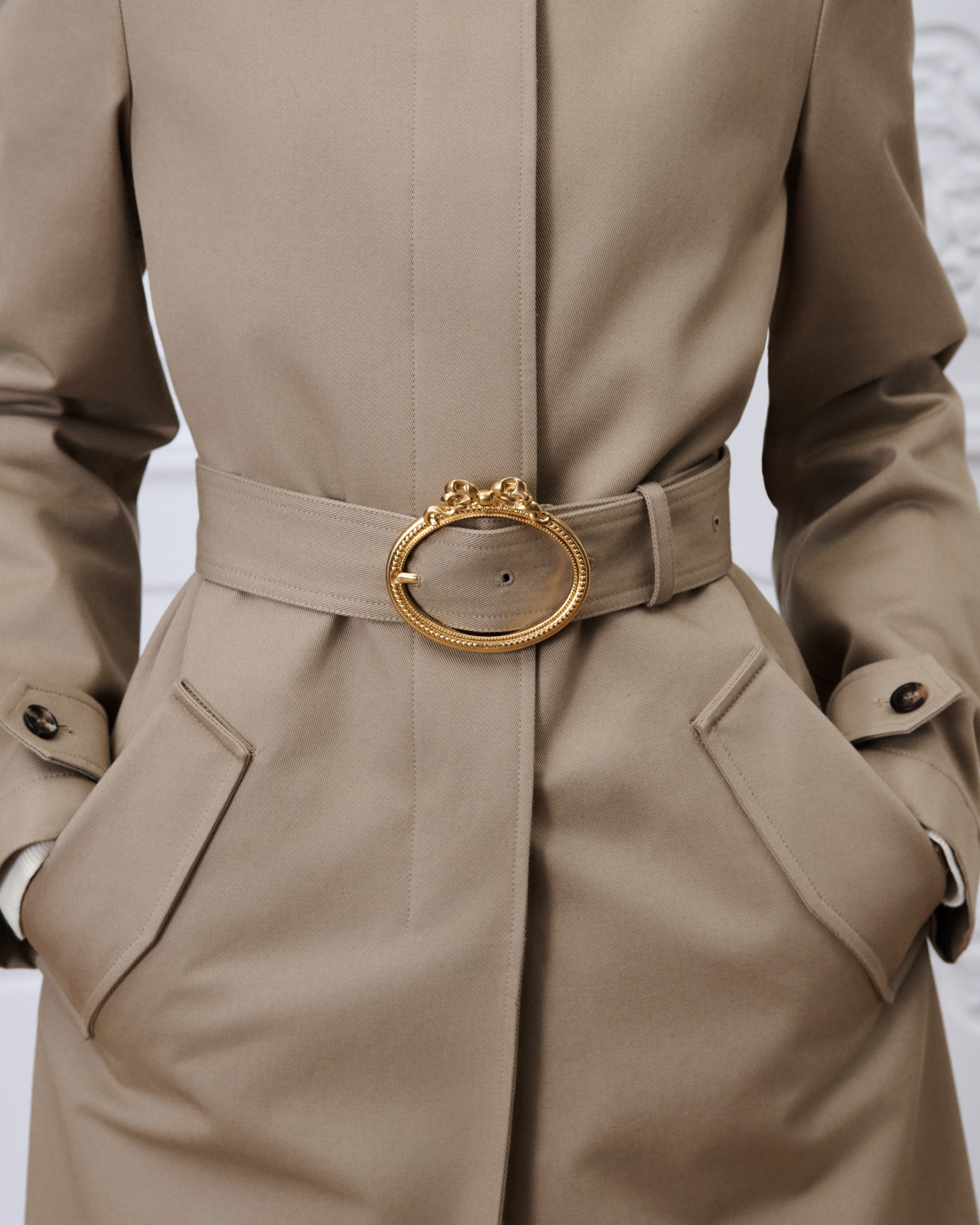 Trench ceinturé Gabardine de coton beige E13