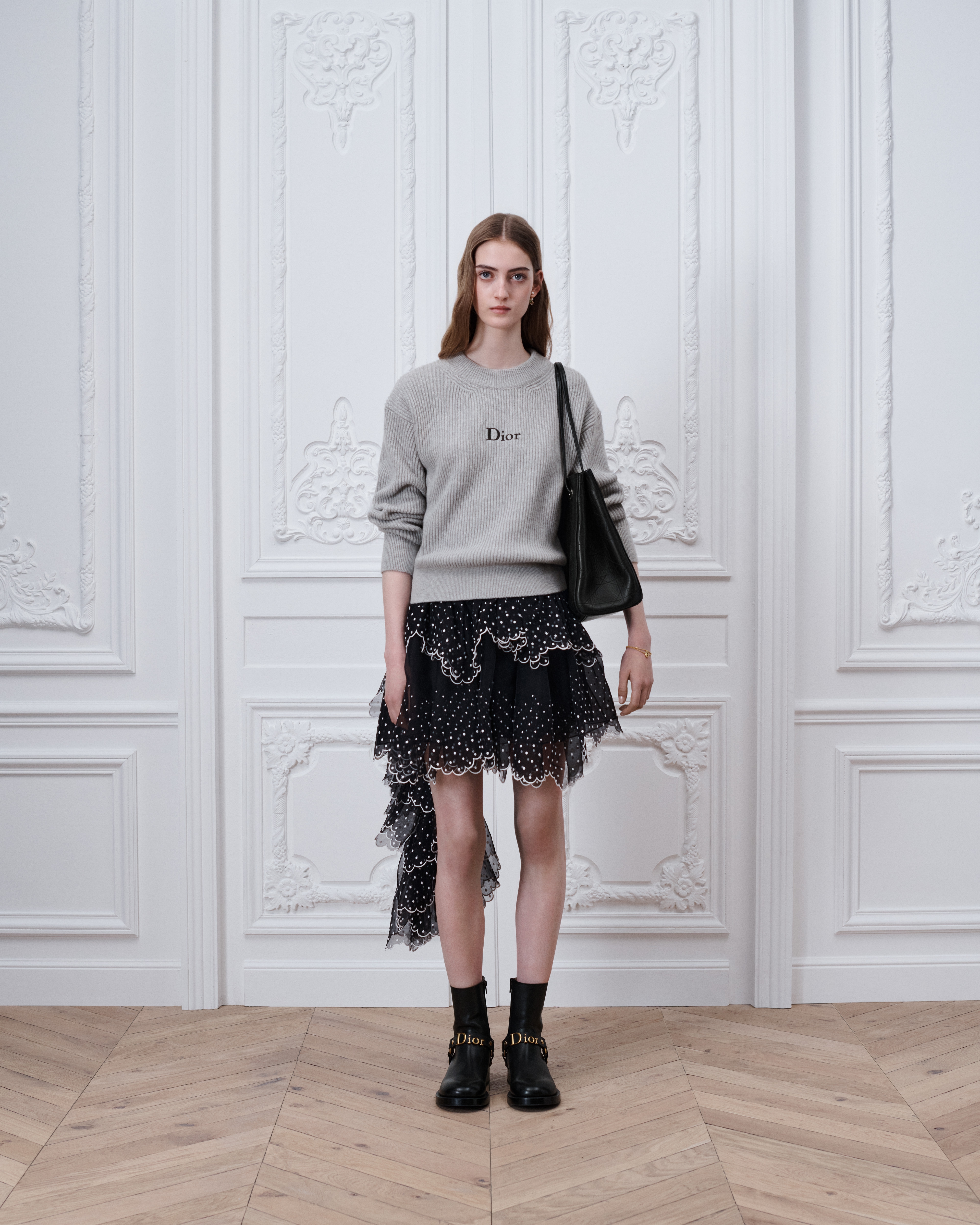 Oversized Sweater Gray Wool and Cashmere Ribbed Knit E01