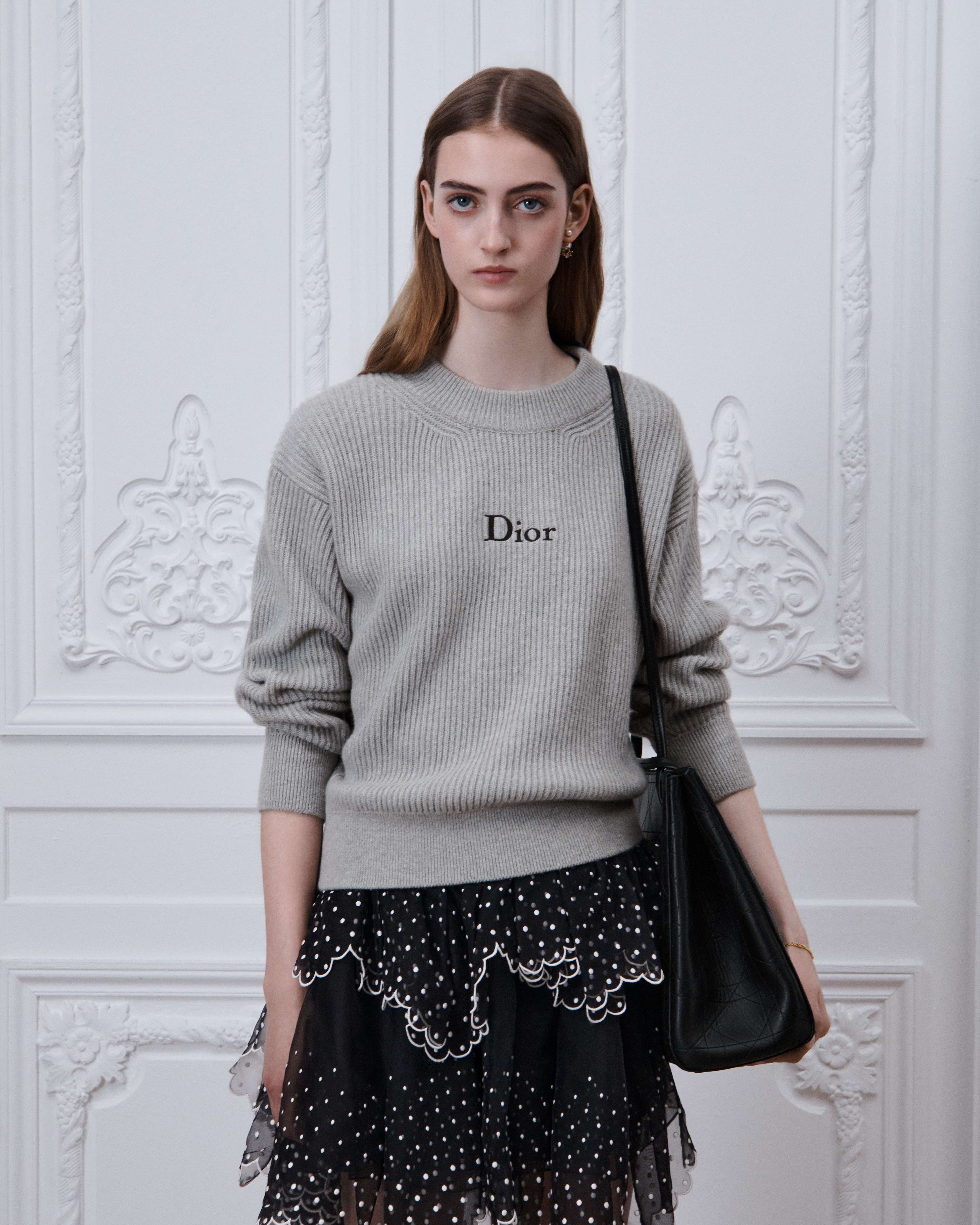 Oversized Sweater Gray Wool and Cashmere Ribbed Knit E04