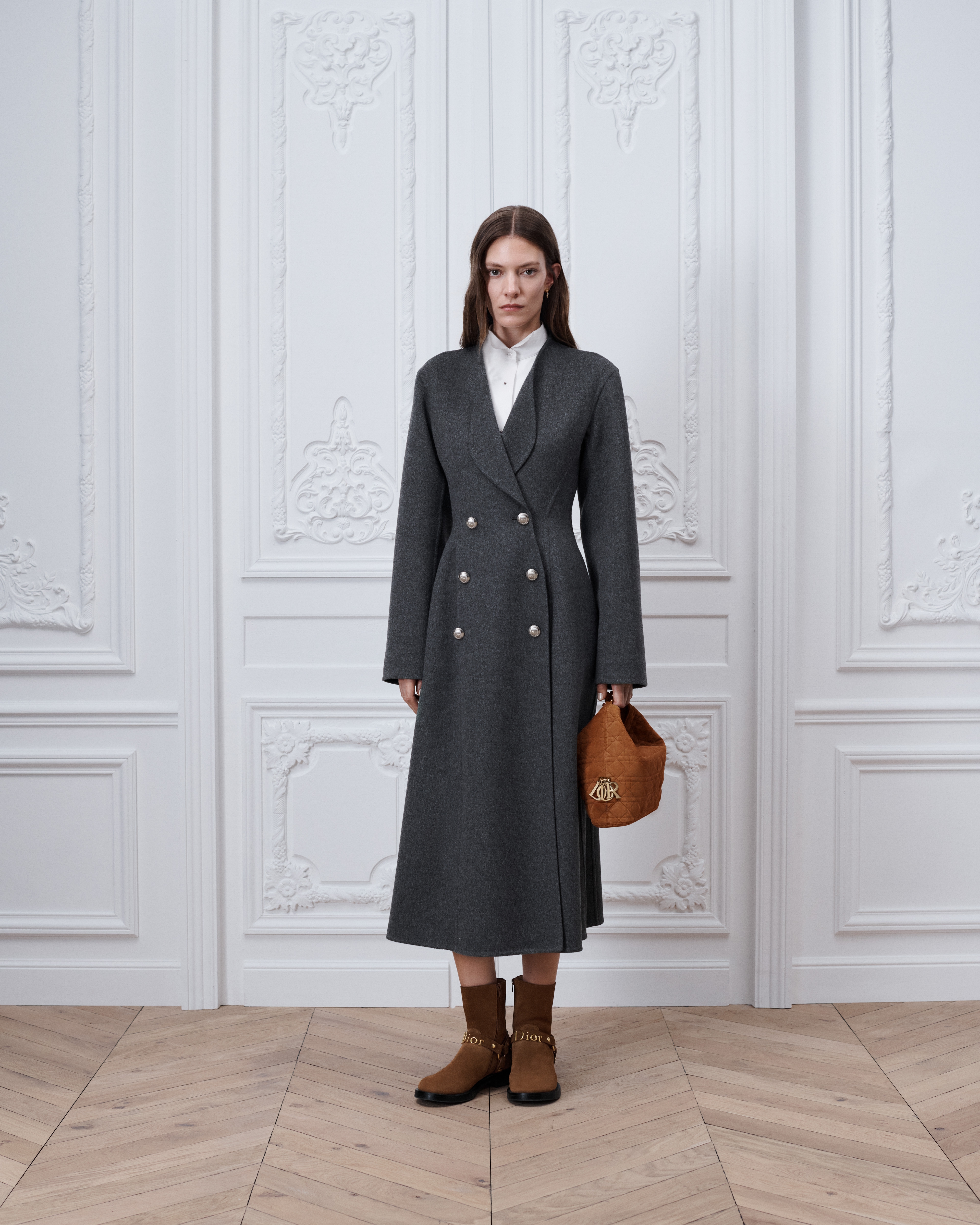 Manteau Laine vierge double face grise E01