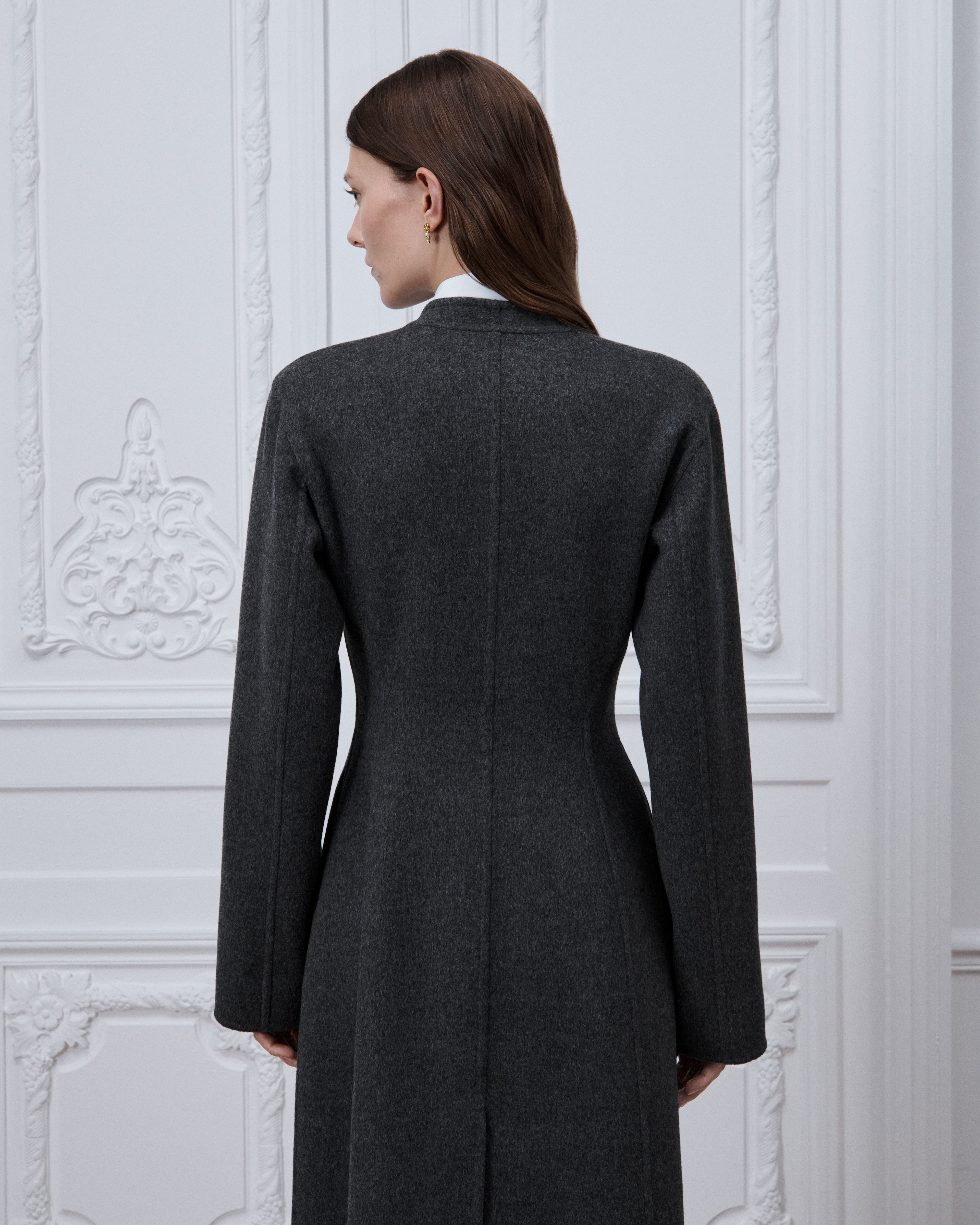 Manteau Laine vierge double face grise E06
