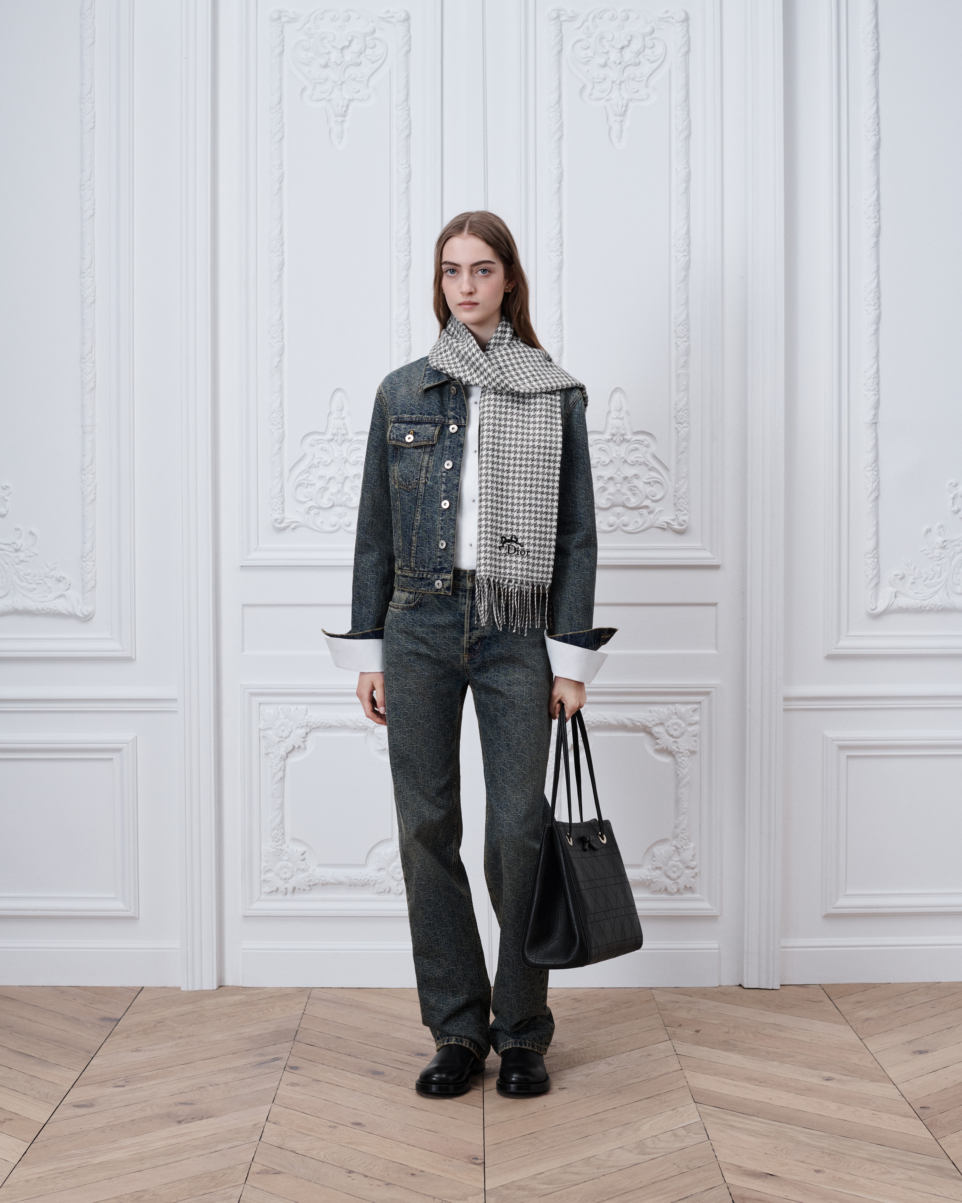 Jasje Blauw stonewashed katoendenim met Dior Oblique-motief E01