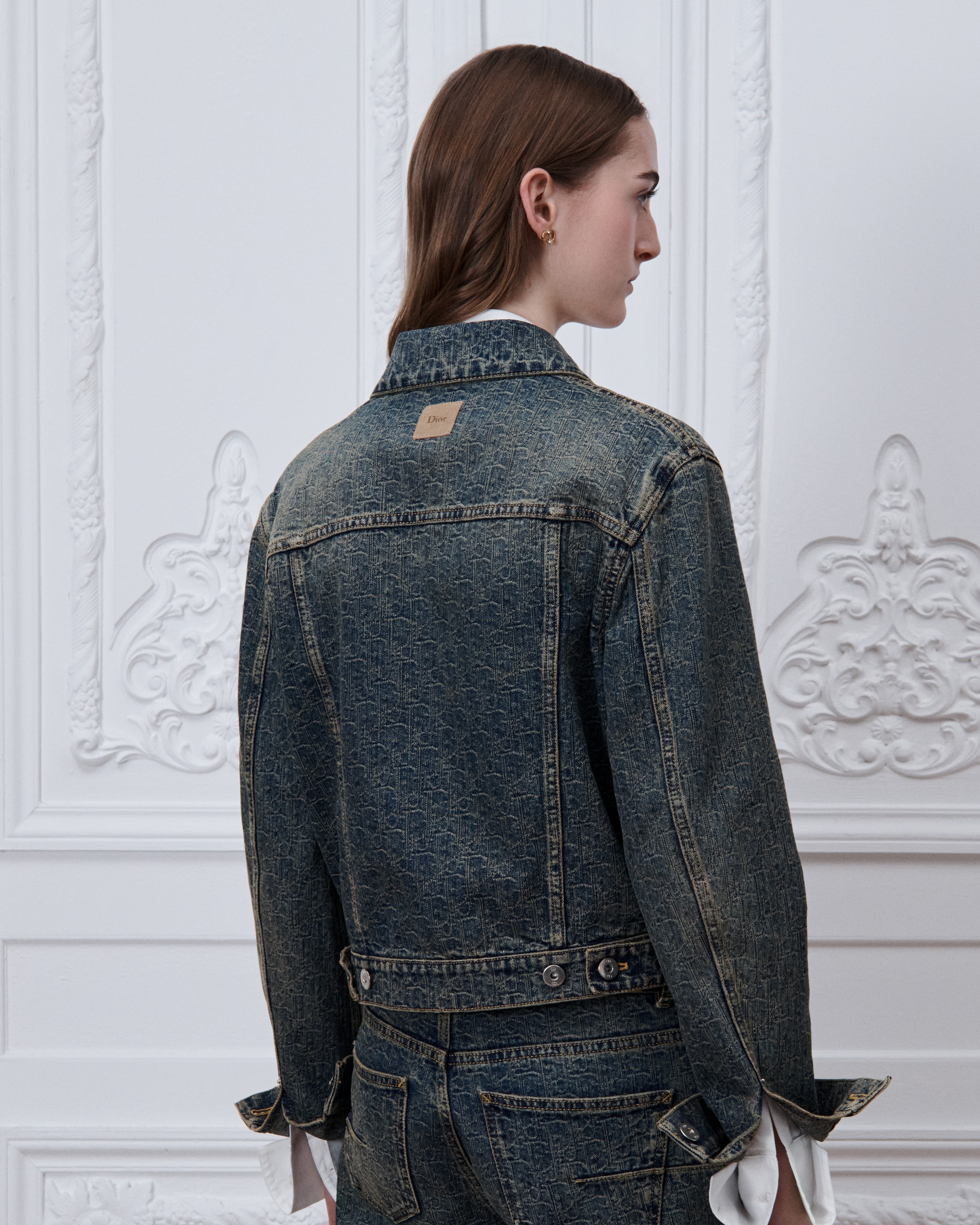 Jasje Blauw stonewashed katoendenim met Dior Oblique-motief E06