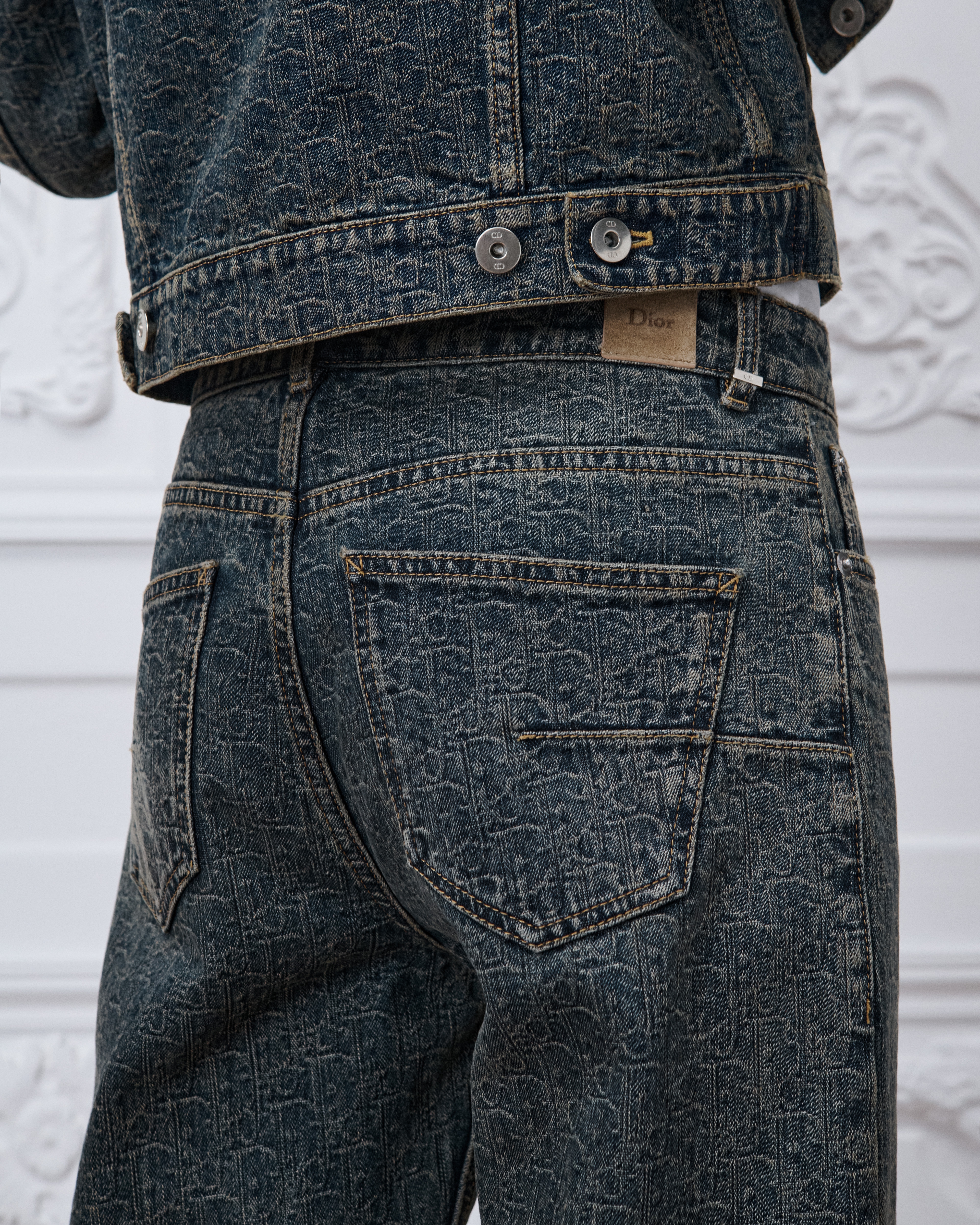 Regular-fit jeans Blauw stonewashed katoendenim met Dior Oblique-motief E13