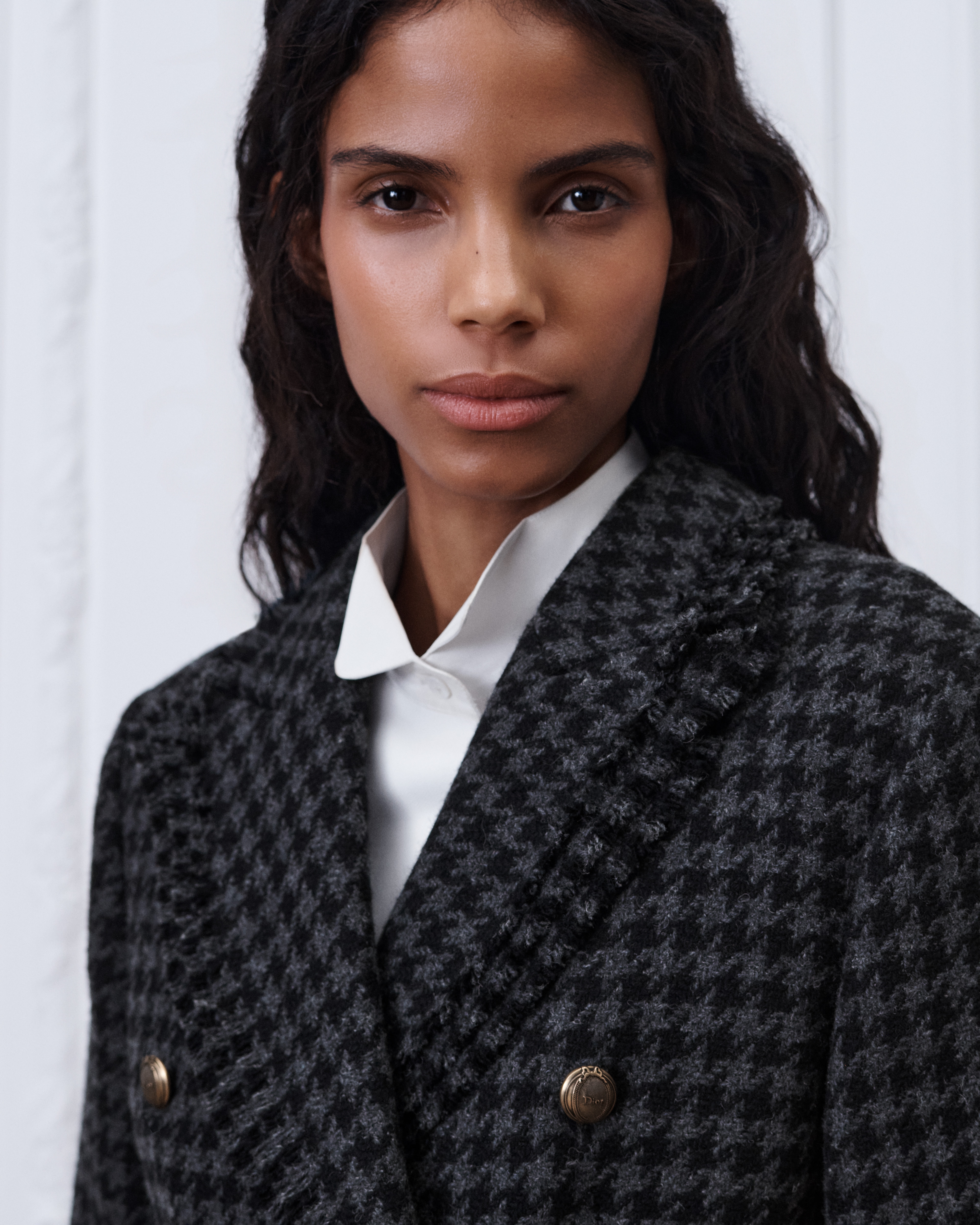 Bar Jacket Gray and Black Houndstooth Double-Faced Virgin Wool and Cashmere E12