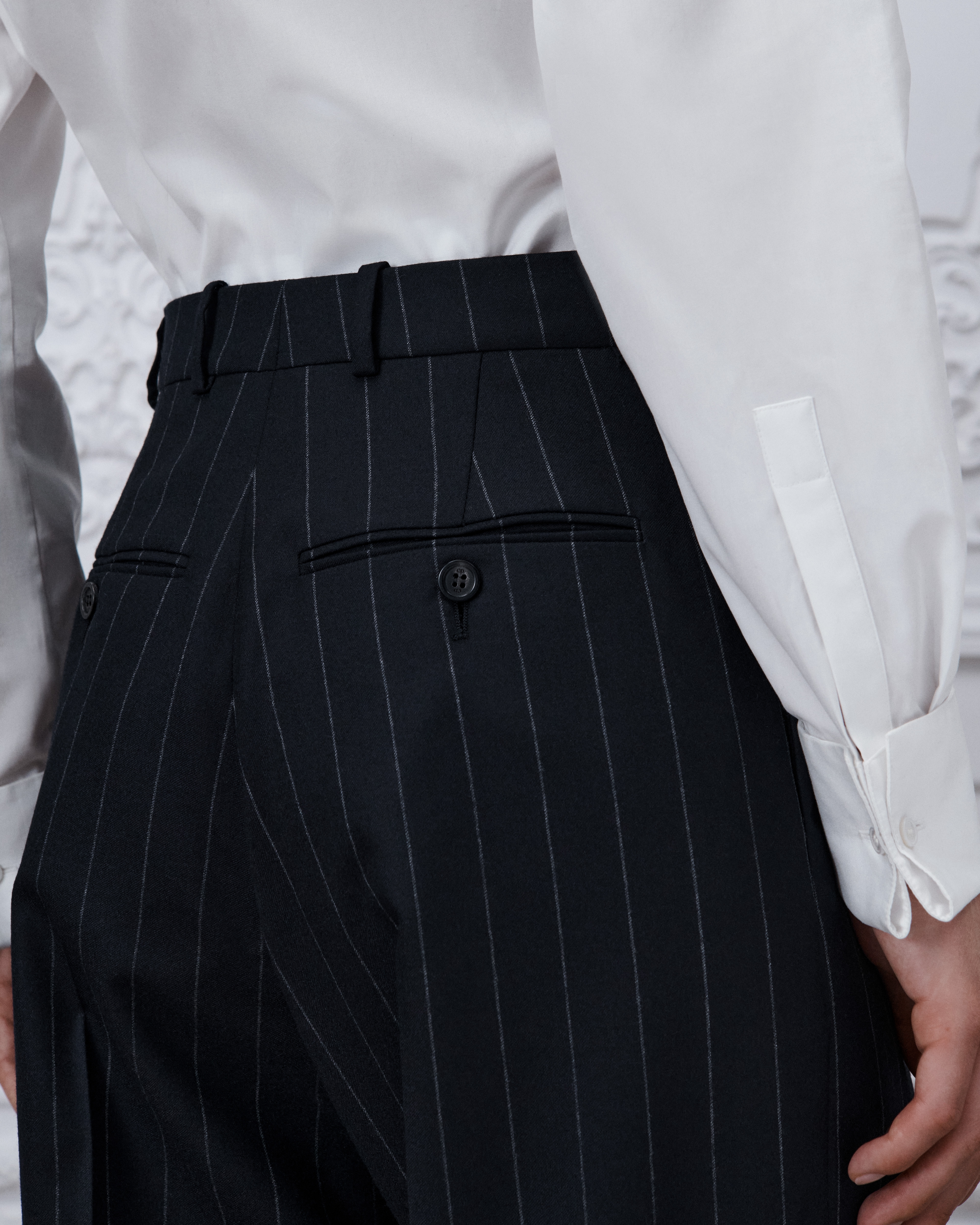 Regular-Fit Pants Navy Blue D-Stripes Virgin Wool E13