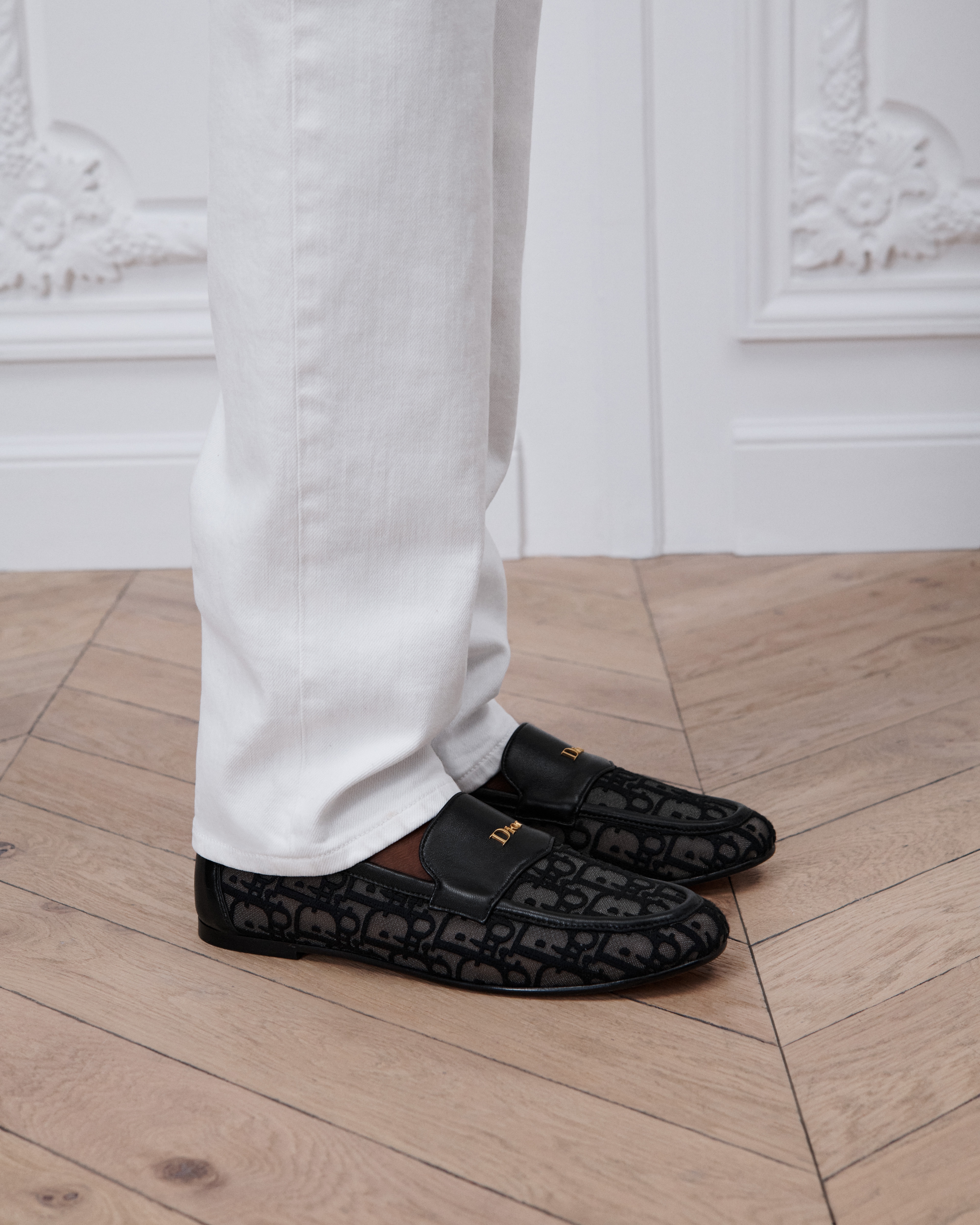 Mocasín Dior Cadence Malla con bordado Dior Oblique en negro E15