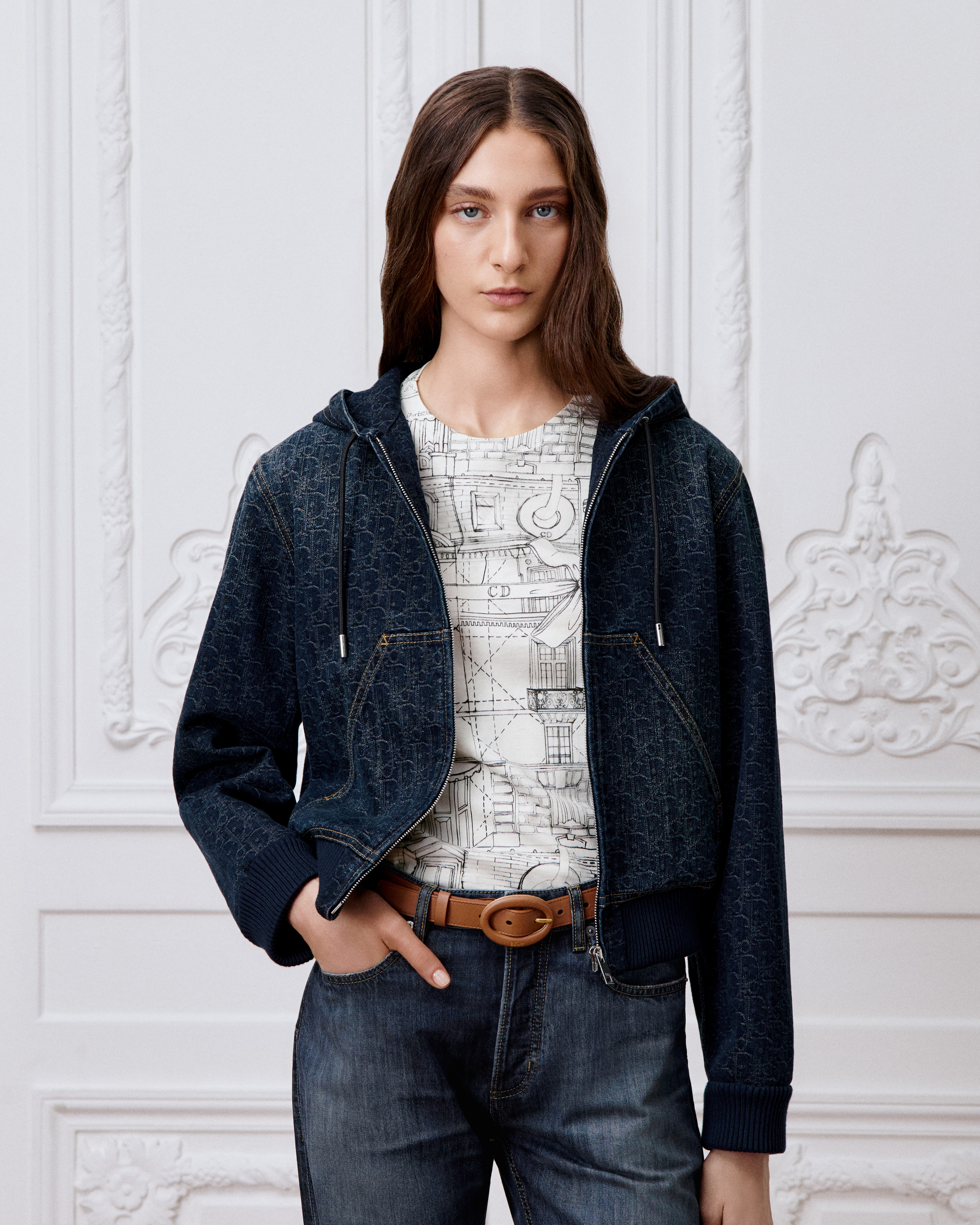 Dior Oblique Hooded Zipped Jacket Deep Blue Stonewashed Cotton Denim E04