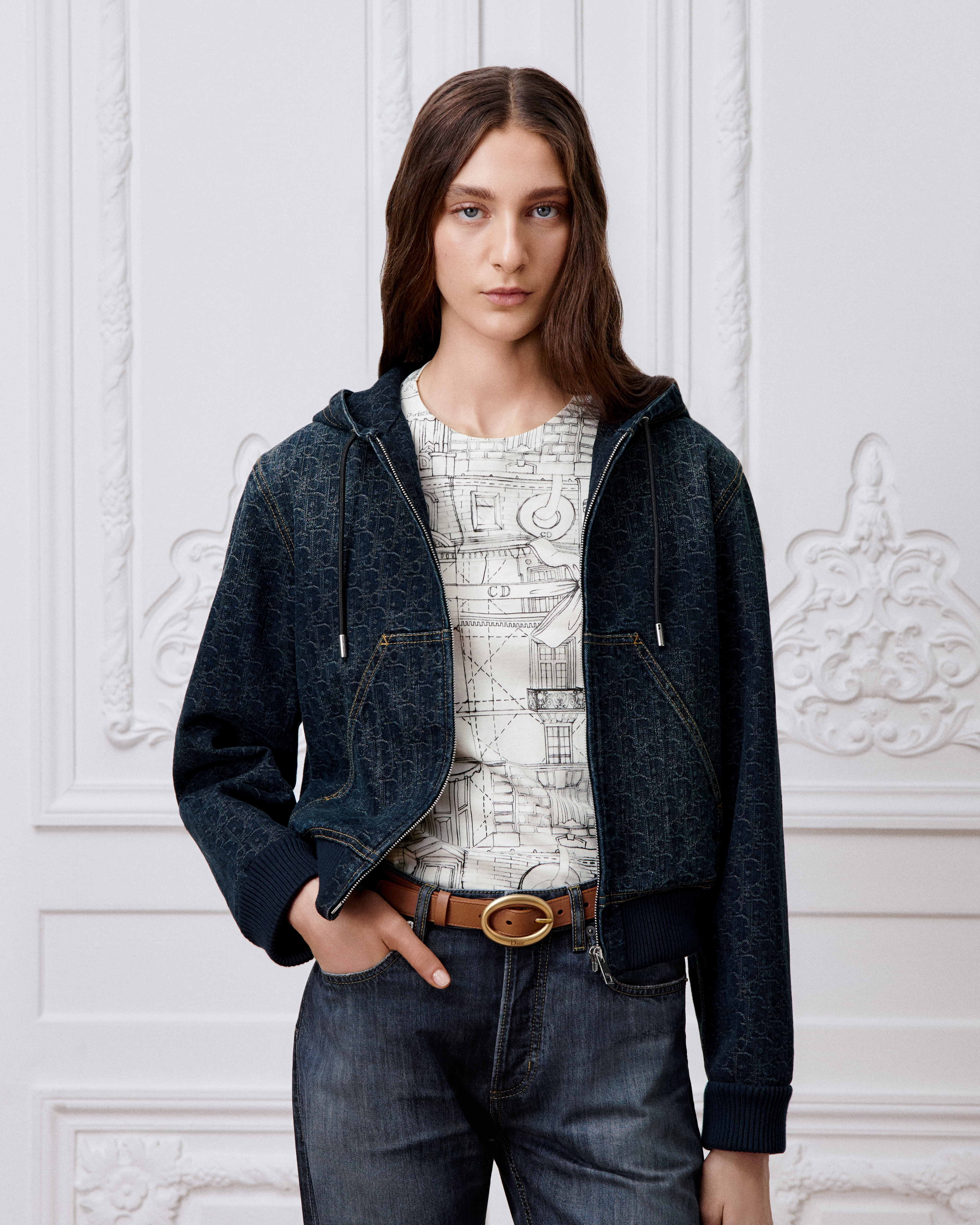 Dior Oblique Hooded Zipped Jacket Deep Blue Stonewashed Cotton Denim E04