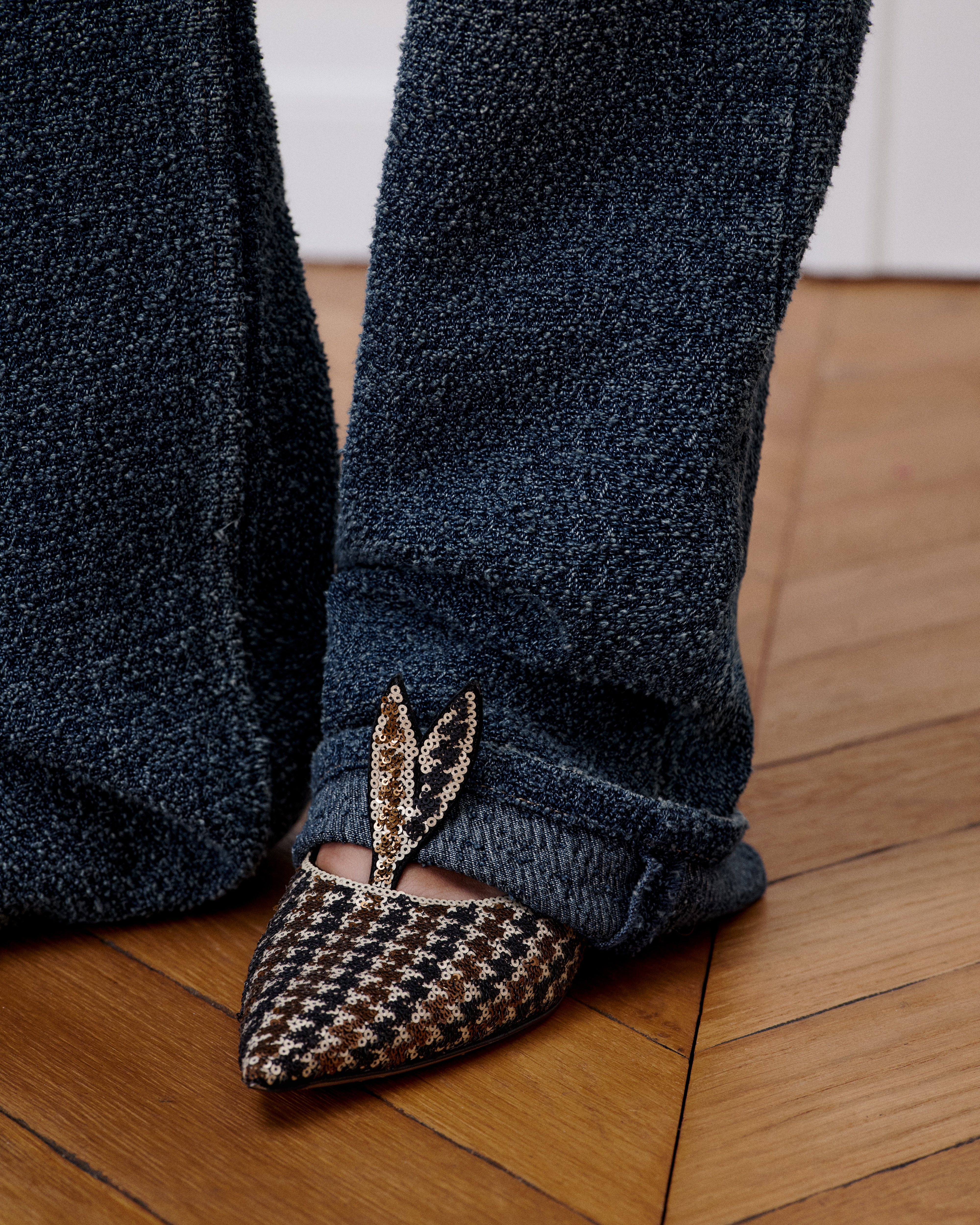 Regular-Fit Jeans Deep Blue Stonewashed-Effect Bouclé Cotton Denim E15