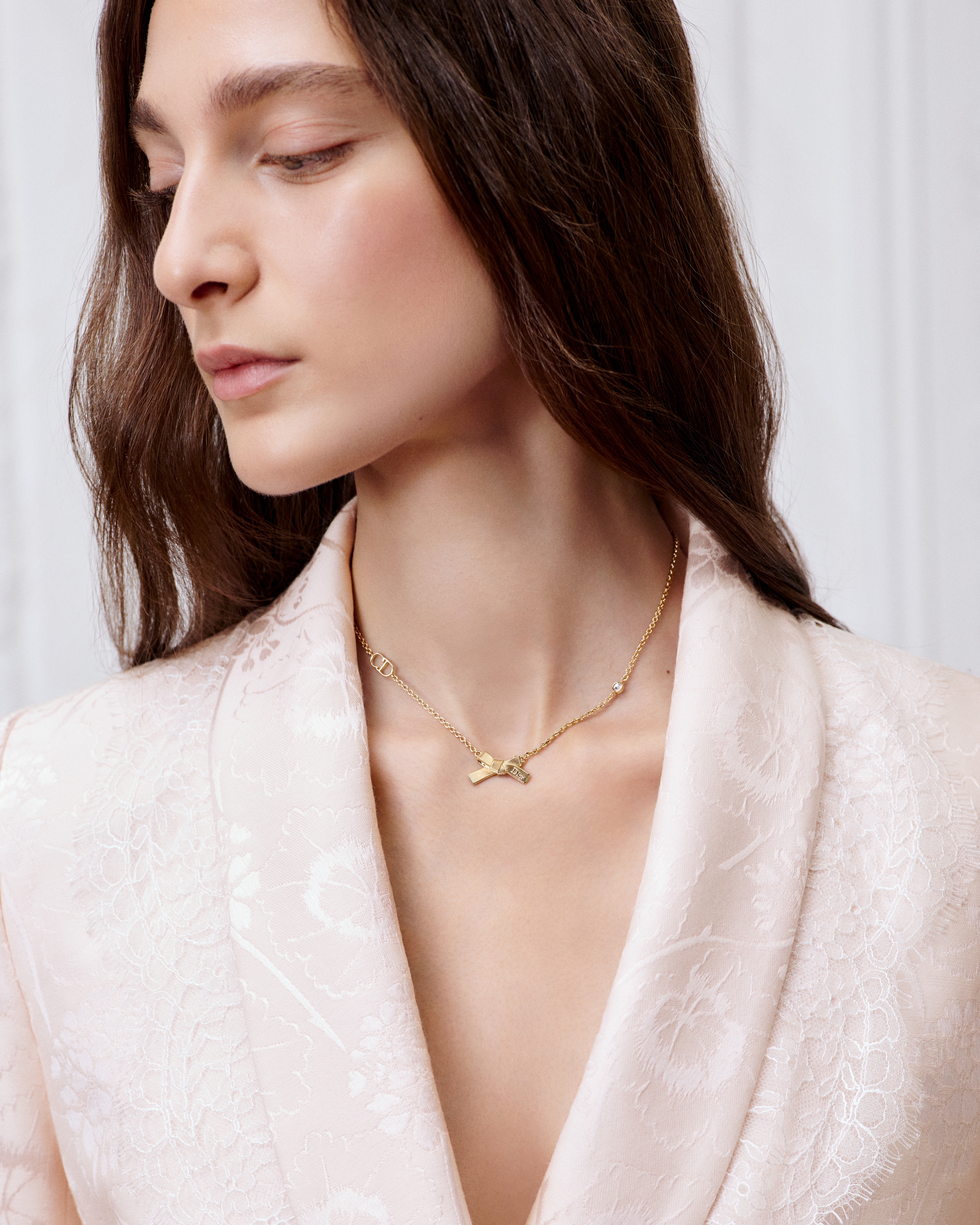 Delicate Bow-ketting Goudkleurig metaal en kristal | DIOR BE