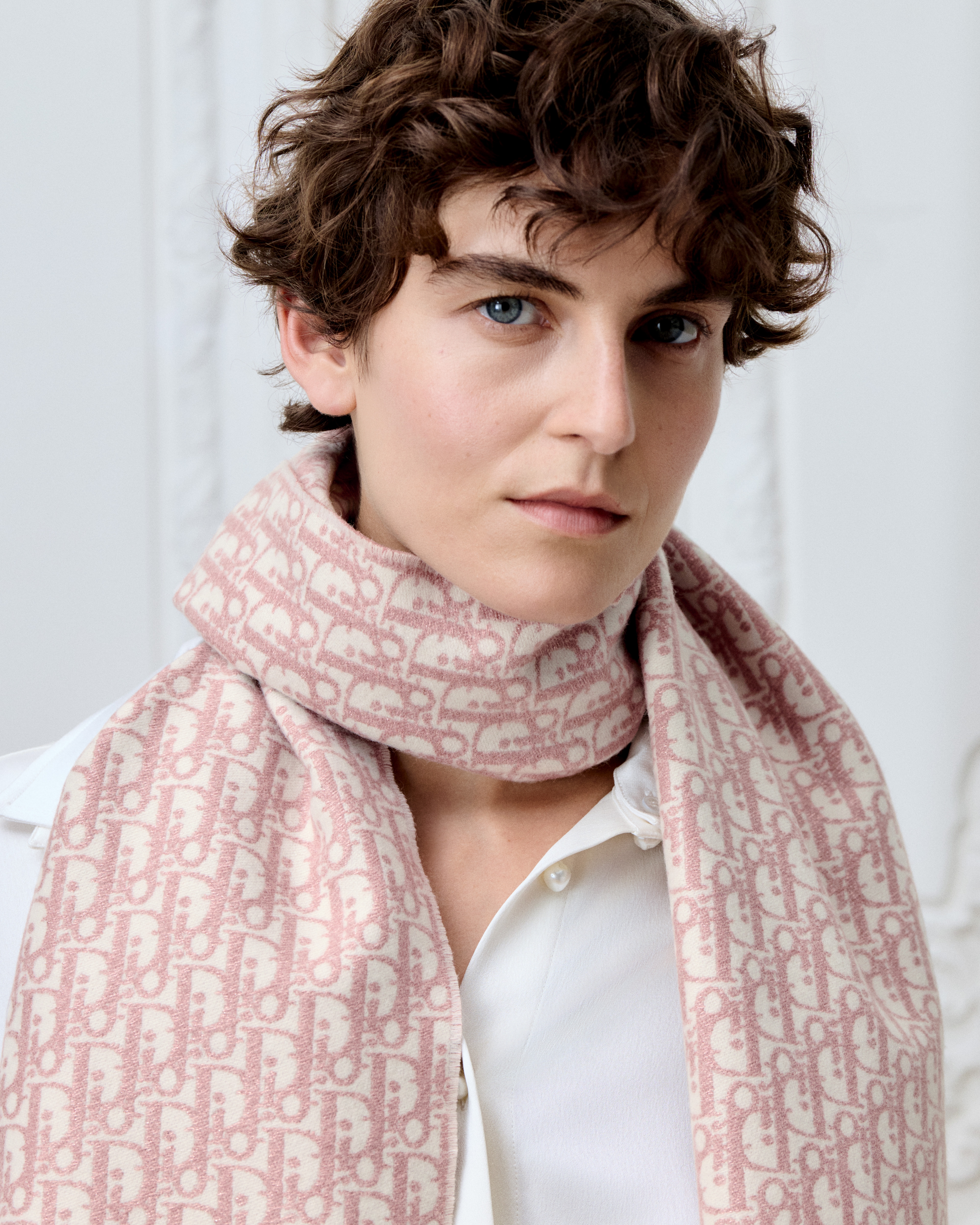 Dior Oblique Scarf Rose des Vents Cashmere Blend and Metallic Thread E08