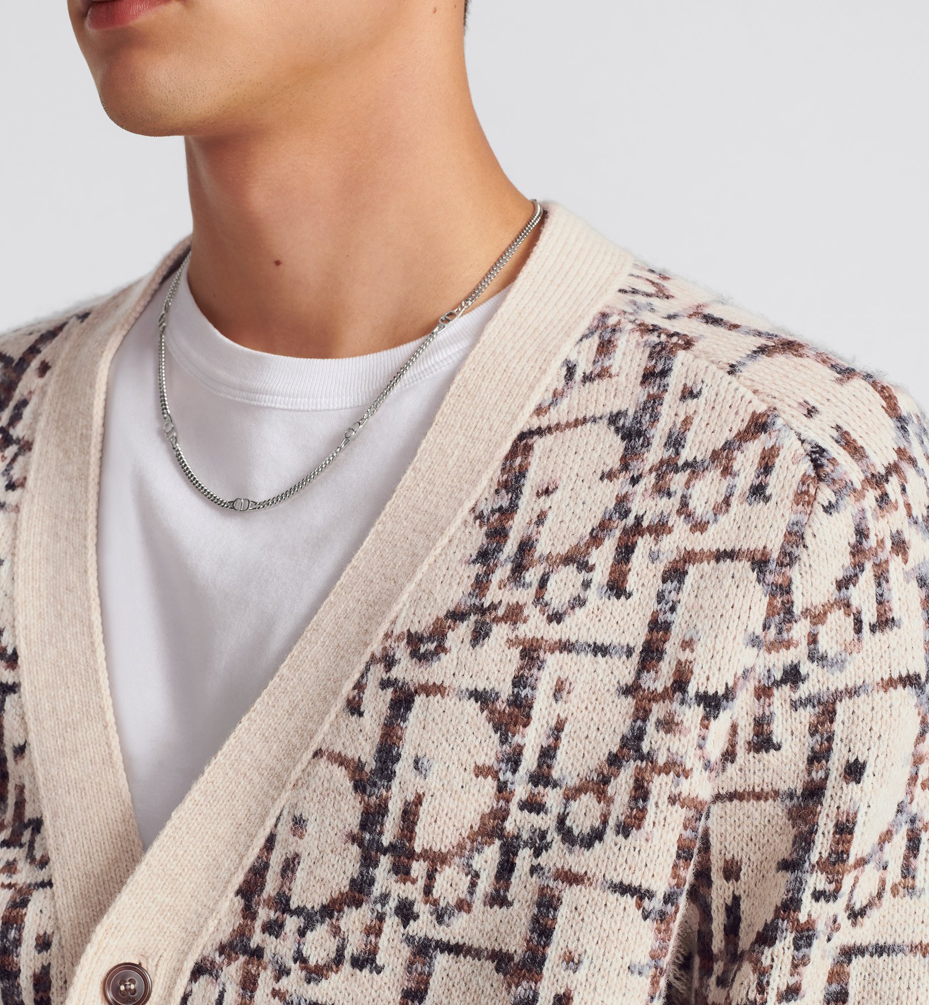 Dior Oblique Cardigan Beige and Brown Virgin Wool Jacquard Dior Oblique Cardigan Beige and Brown Virgin Wool Jacquard