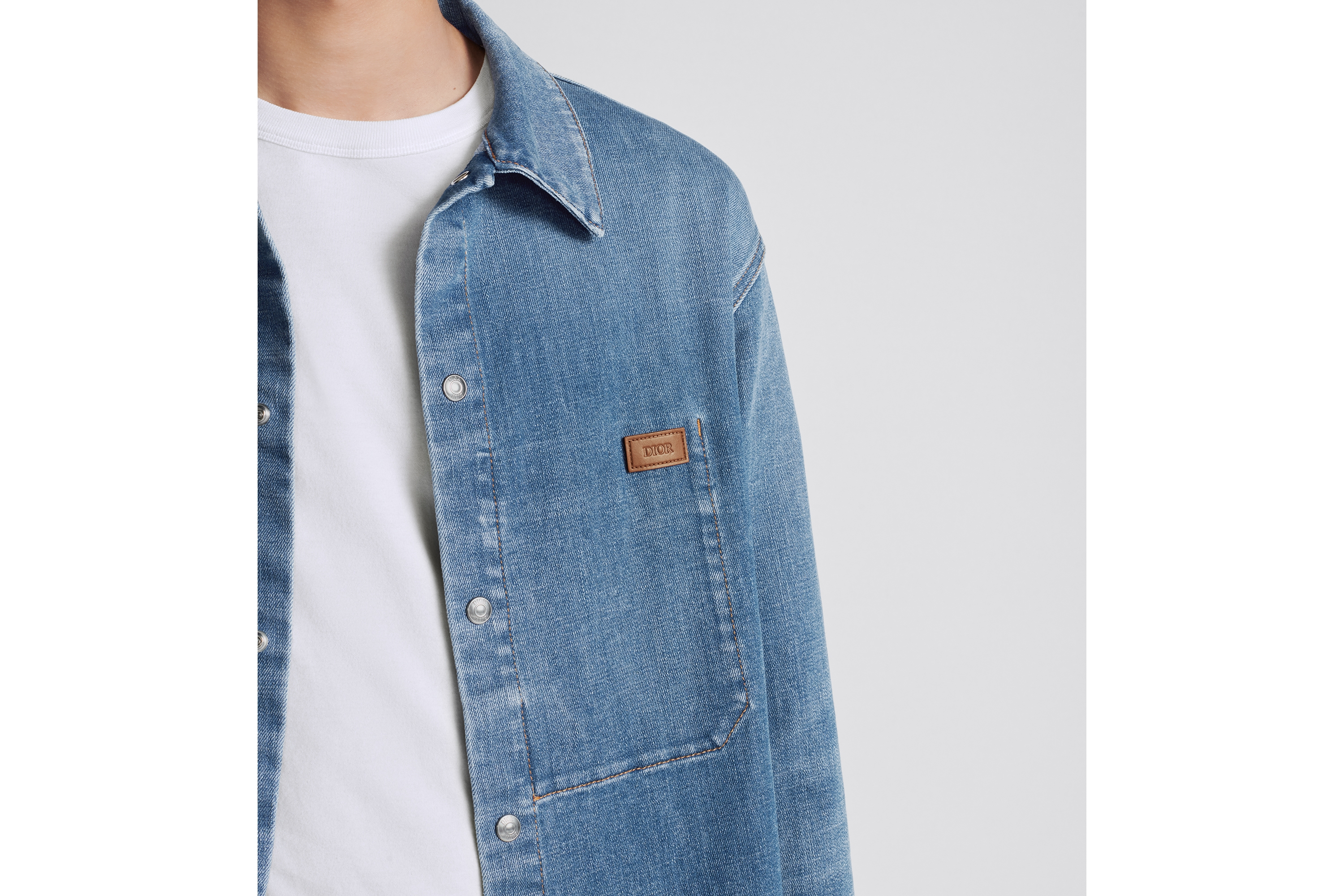 Look Overshirt Blue Cotton-Blend Twill E04