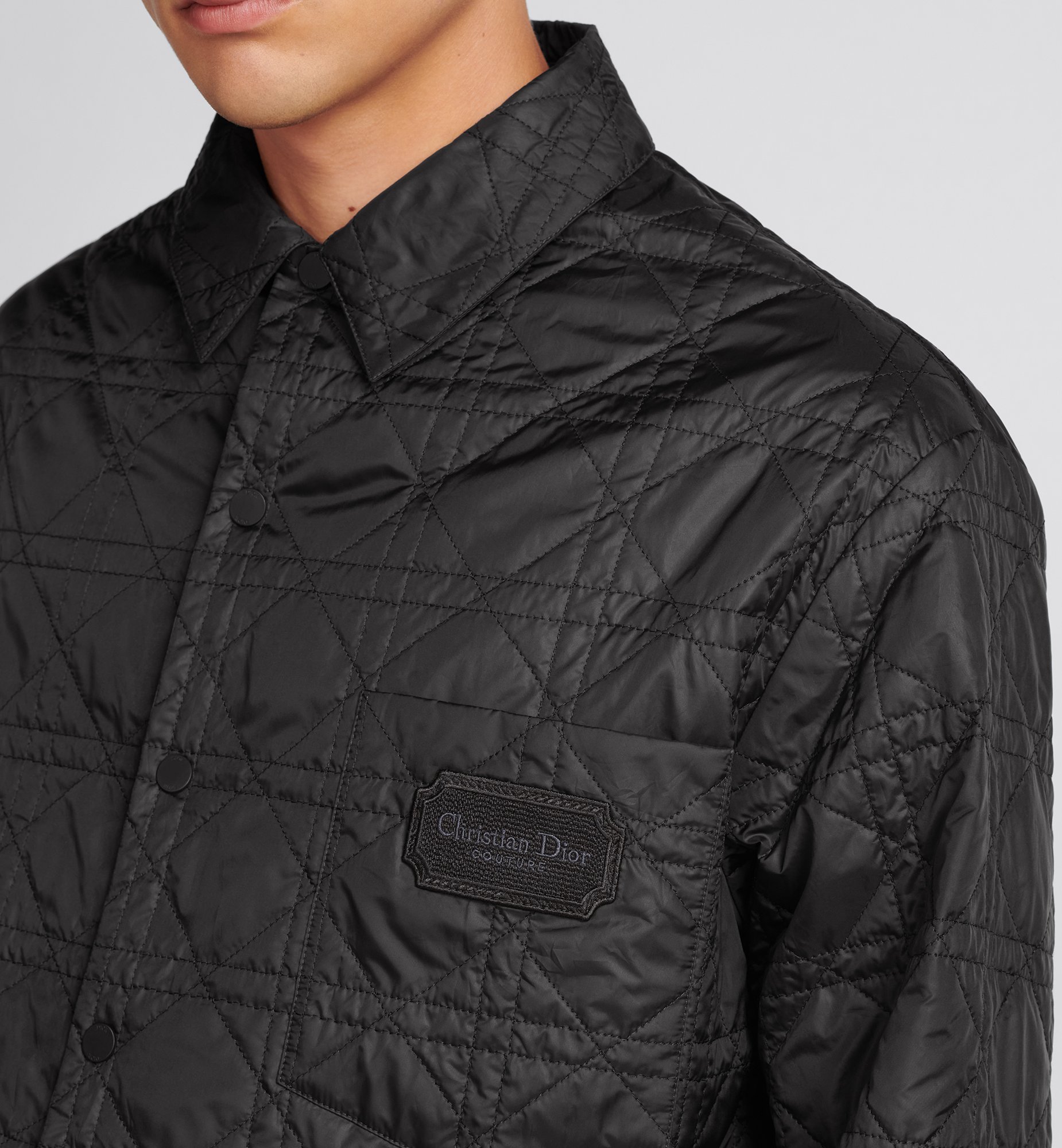 Cannage Overshirt Black Technical Fabric | DIOR Cannage Overshirt Black Technical Fabric | DIOR