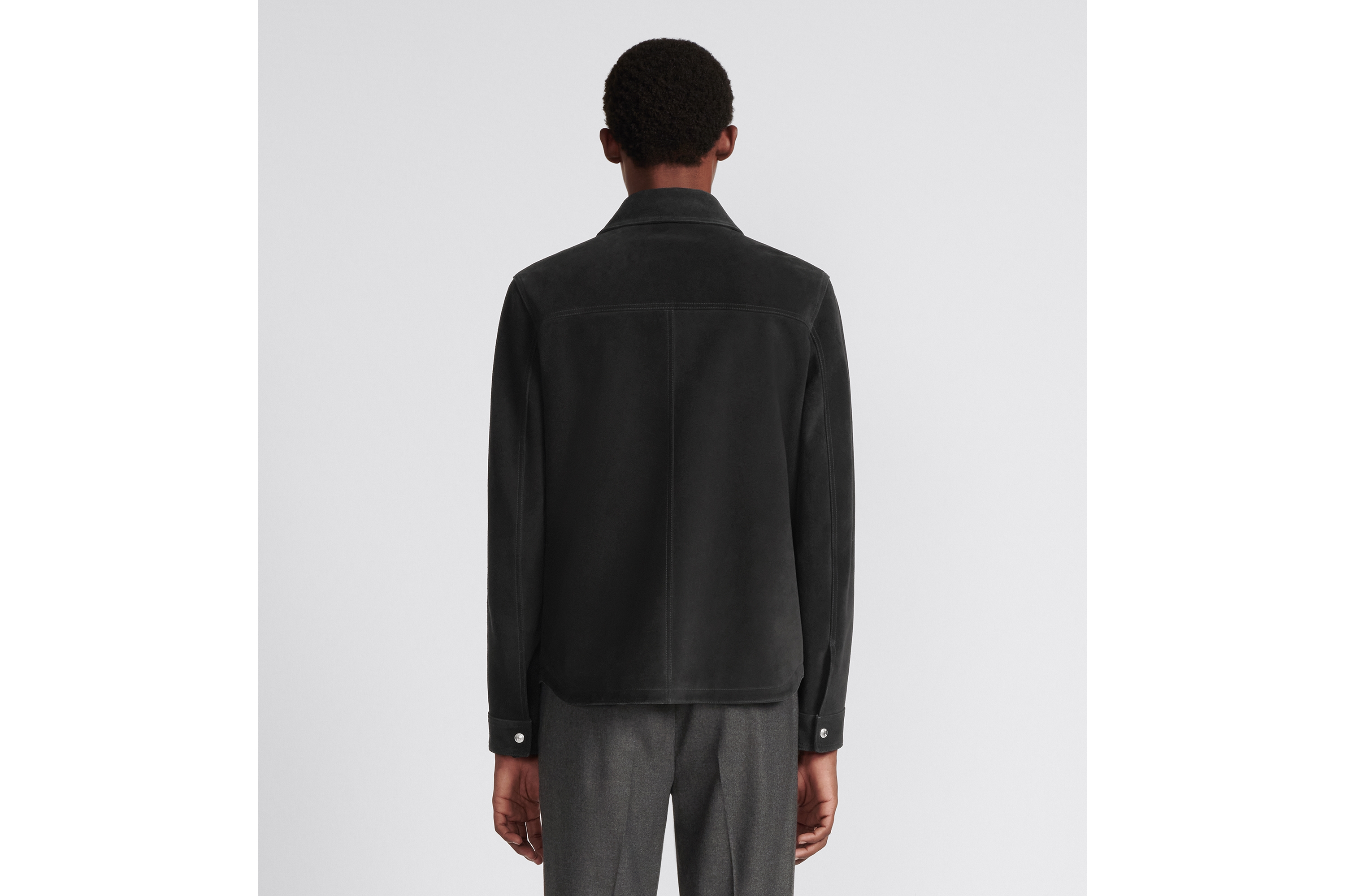 look_image_alt_prefix Giacca-camicia Pelle di vitello scamosciata nera E03