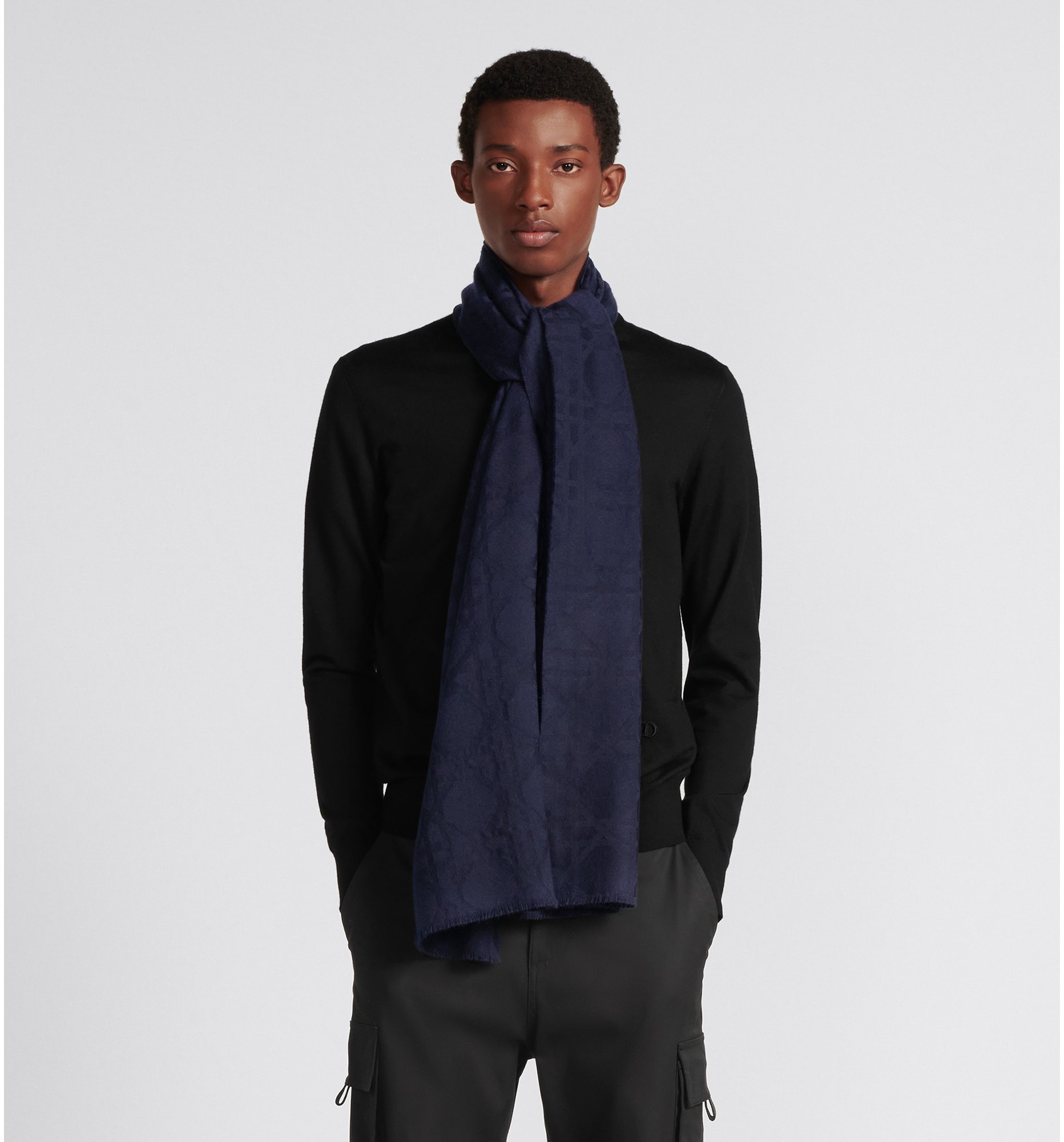 Pashmina Bleu Marine Étole Cachemire Et Soie Du Népal